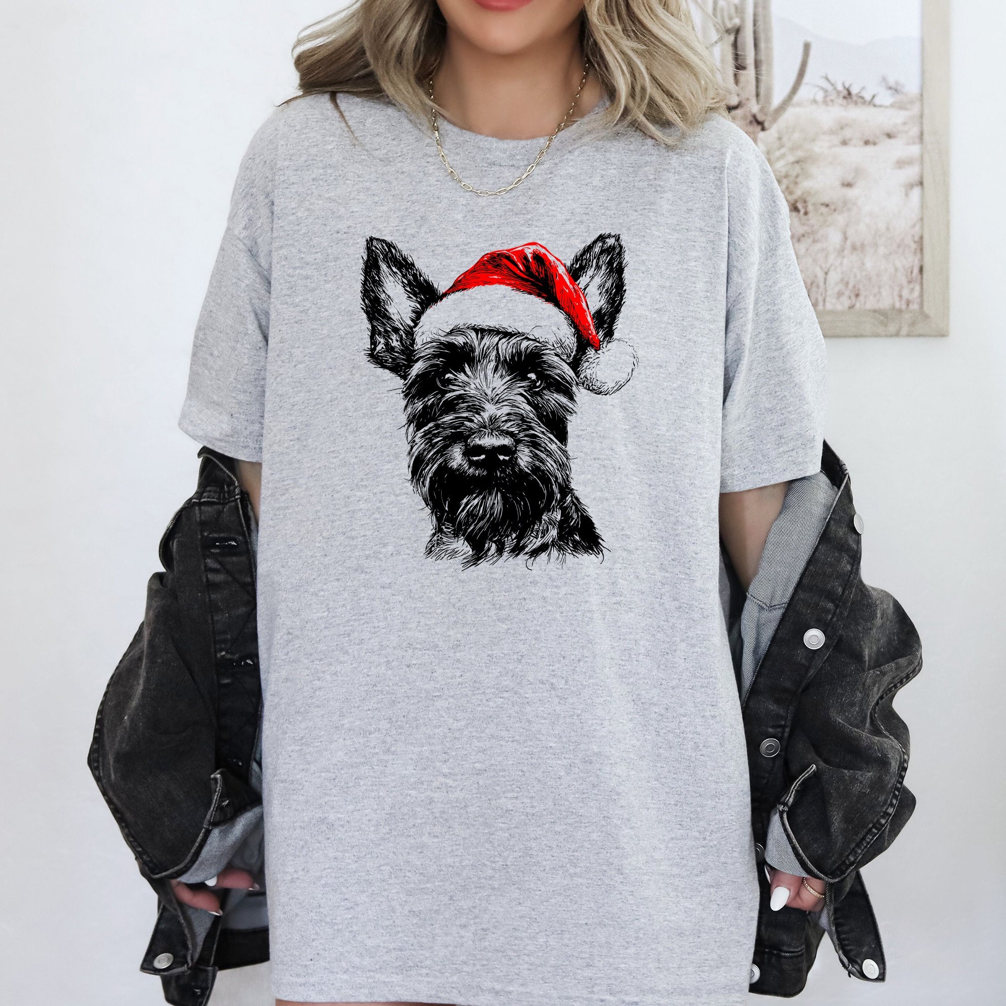 Scottish Terrier Santa Scotty Dog Christmas Dog Lover Print Edition Comfort Colors Tee