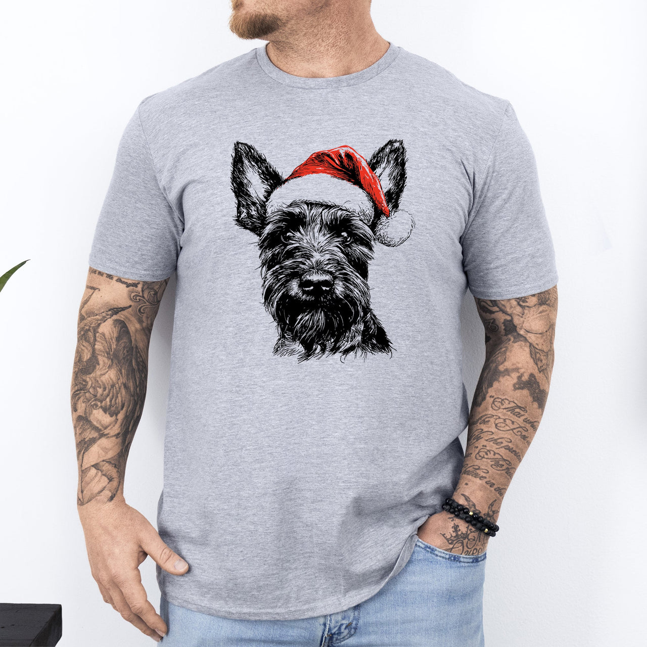 Scottish Terrier Santa Scotty Dog Christmas Dog Lover Print Edition Comfort Colors Tee