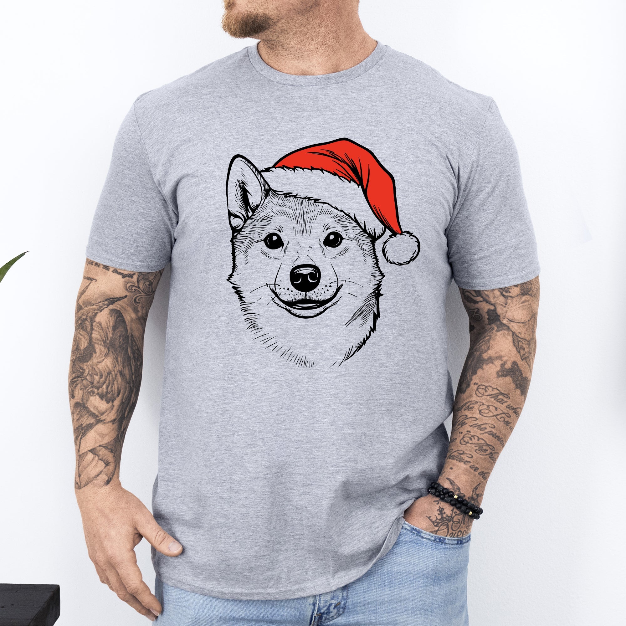 Shiba Inu Santa Claus Christmas Dog Lover Pet Portrait Festive Edition Comfort Colors Tee