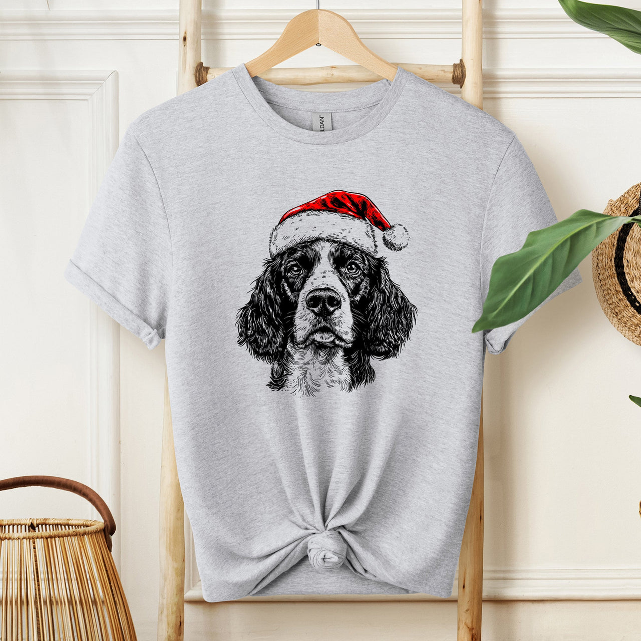 Springer Spaniel Santa Christmas Dog Lover Pet Illustration Limited Edition Comfort Colors Tee