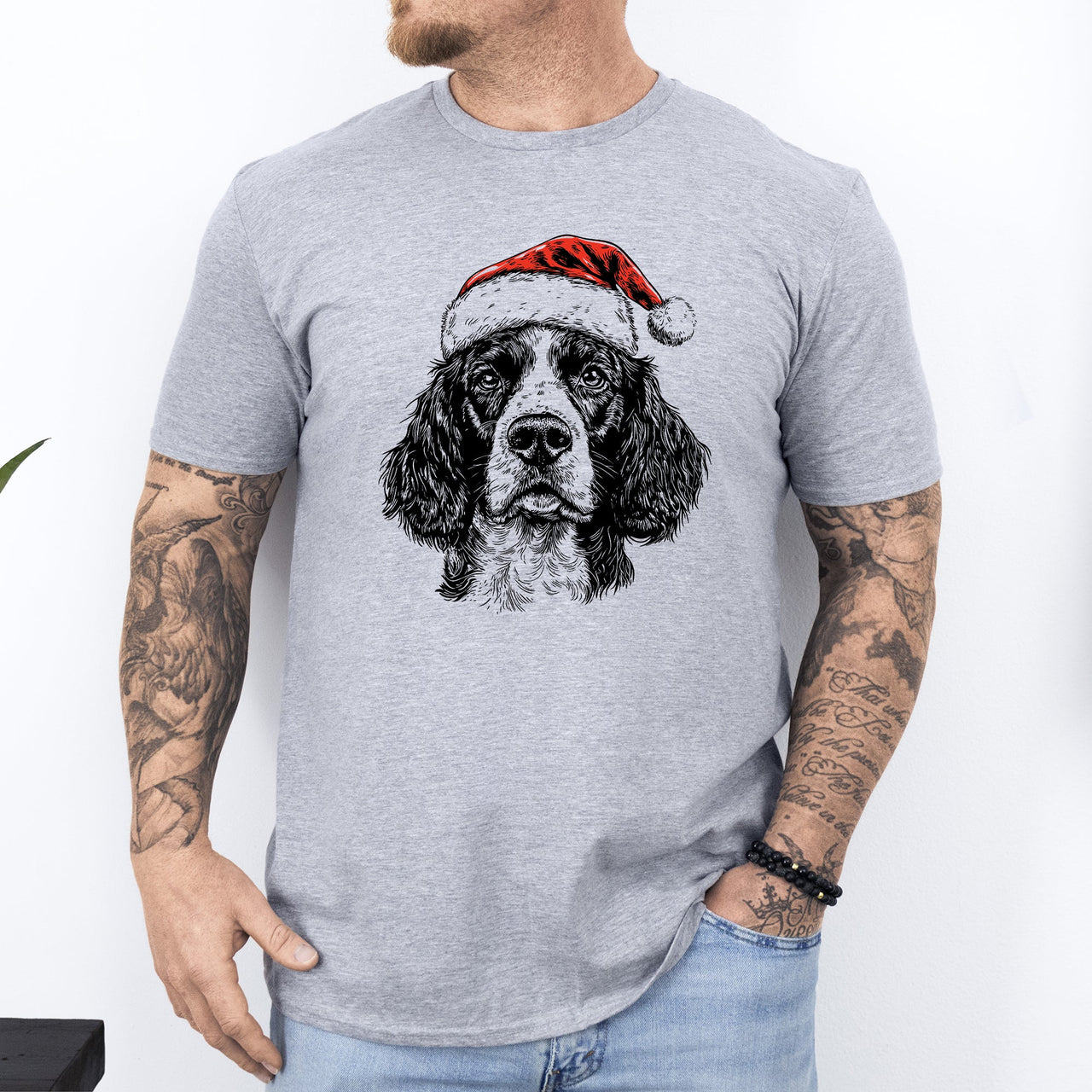 Springer Spaniel Santa Christmas Dog Lover Pet Illustration Limited Edition Comfort Colors Tee