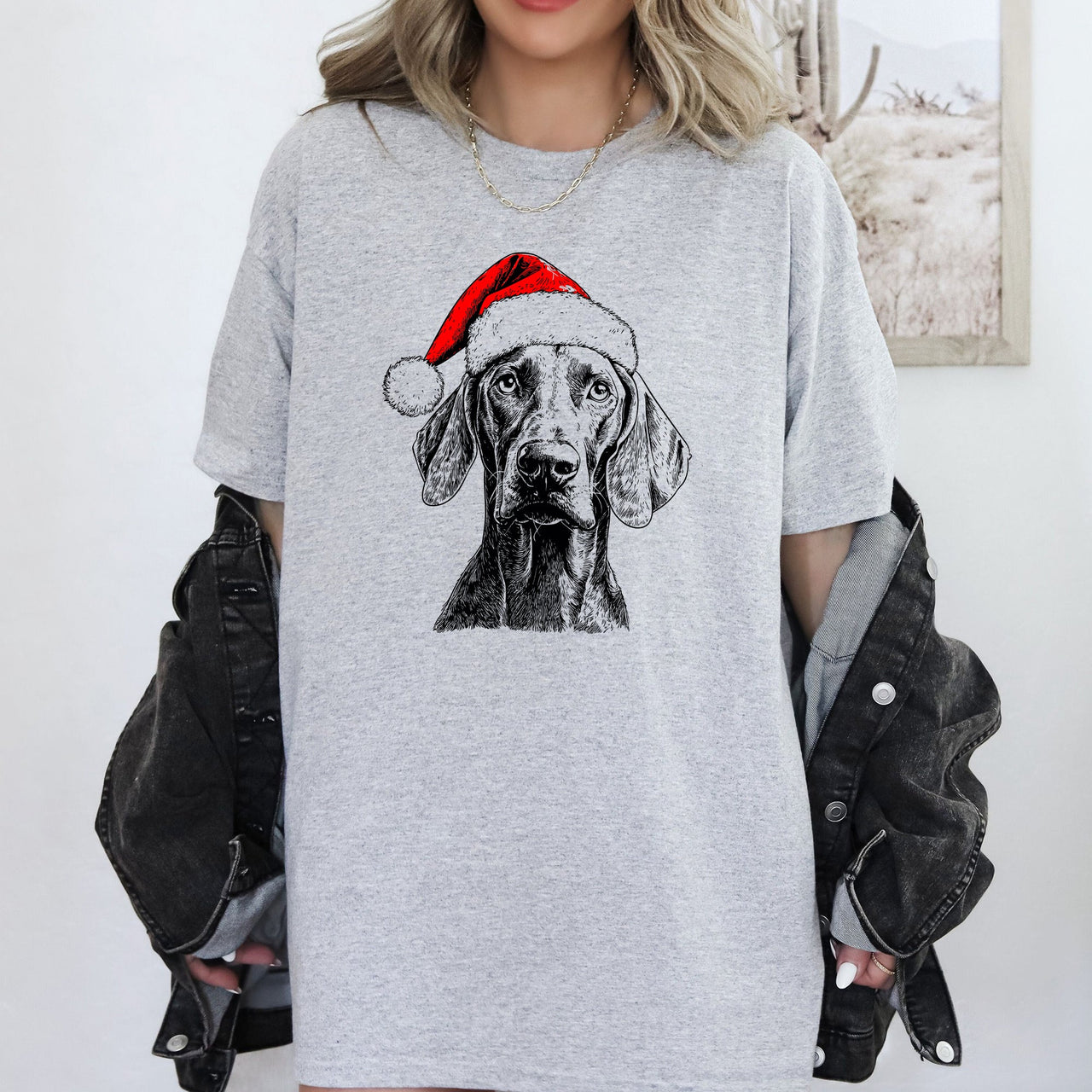 Weimaraner Santa Dog Lover Christmas Cheer For Pet Parents Premium Edition Comfort Colors Tee