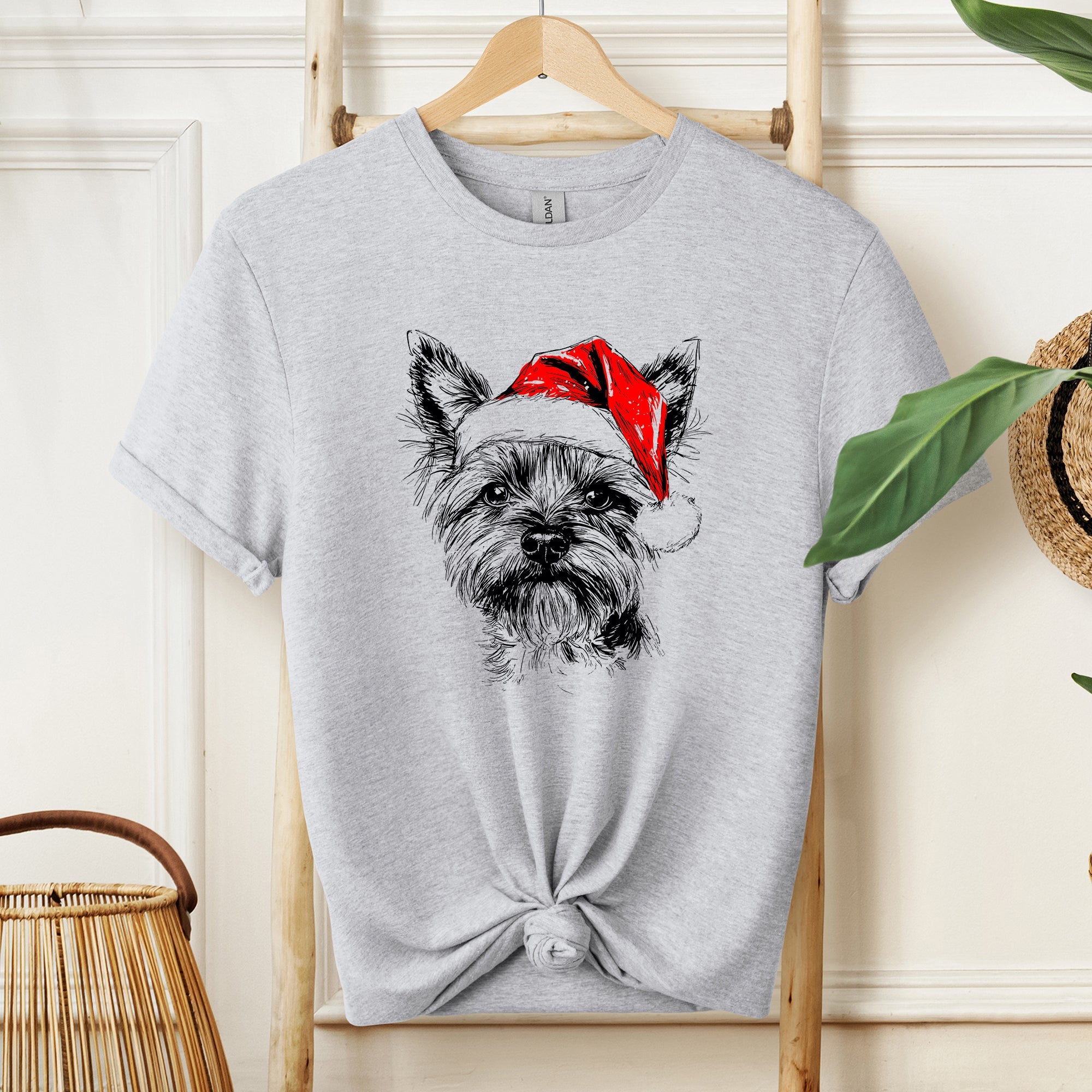Yorkie Santa Claus Yorkshire Terrier Christmas Dog Lover Holiday Edition Comfort Colors Tee