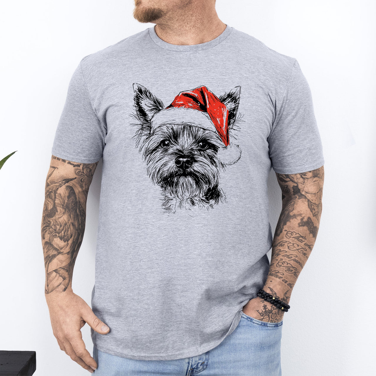 Yorkie Santa Claus Yorkshire Terrier Christmas Dog Lover Holiday Edition Comfort Colors Tee