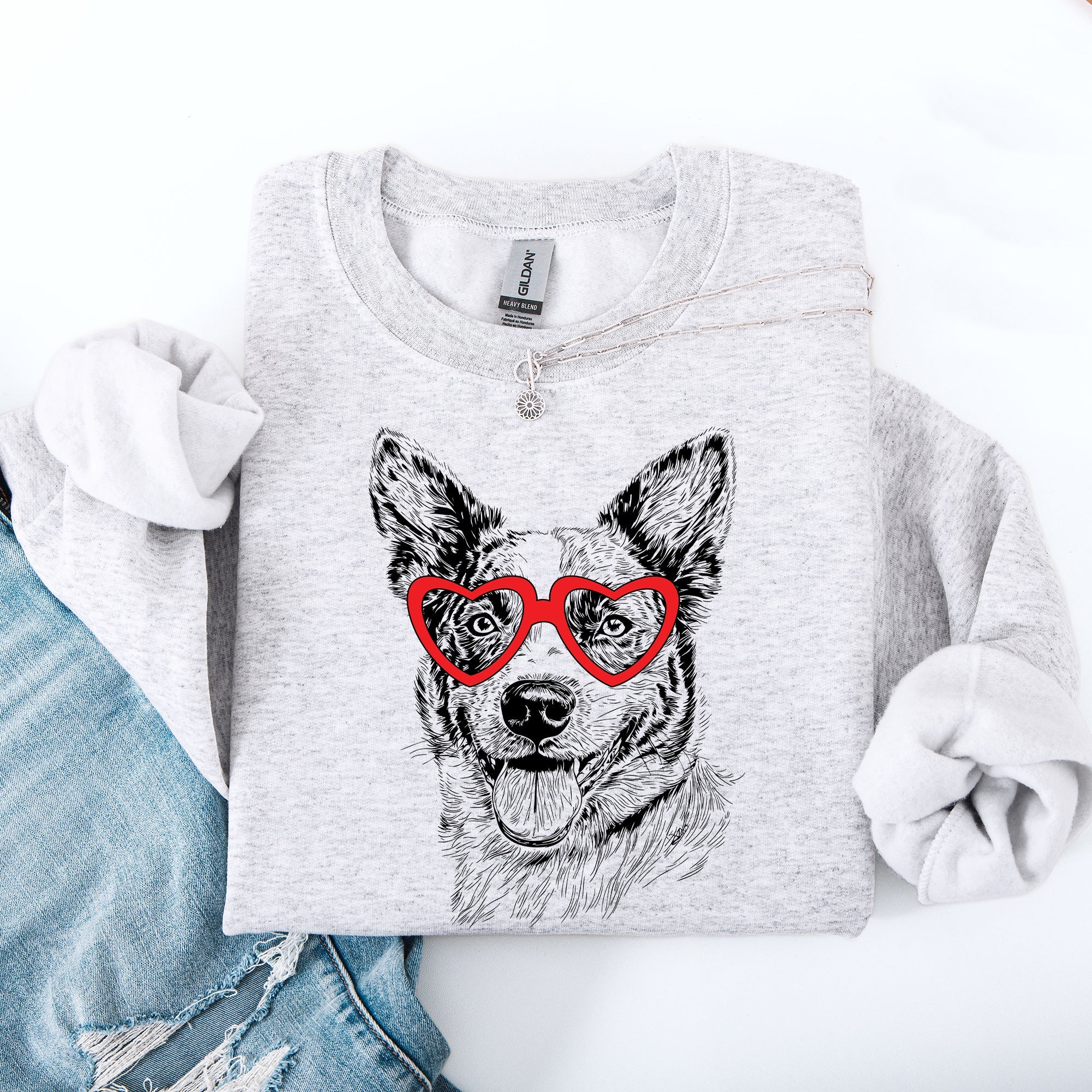 Australian Cattle Blue Heeler Valentine Heartbeat Pattern Dog Breed Lover Edition Sweatshirt