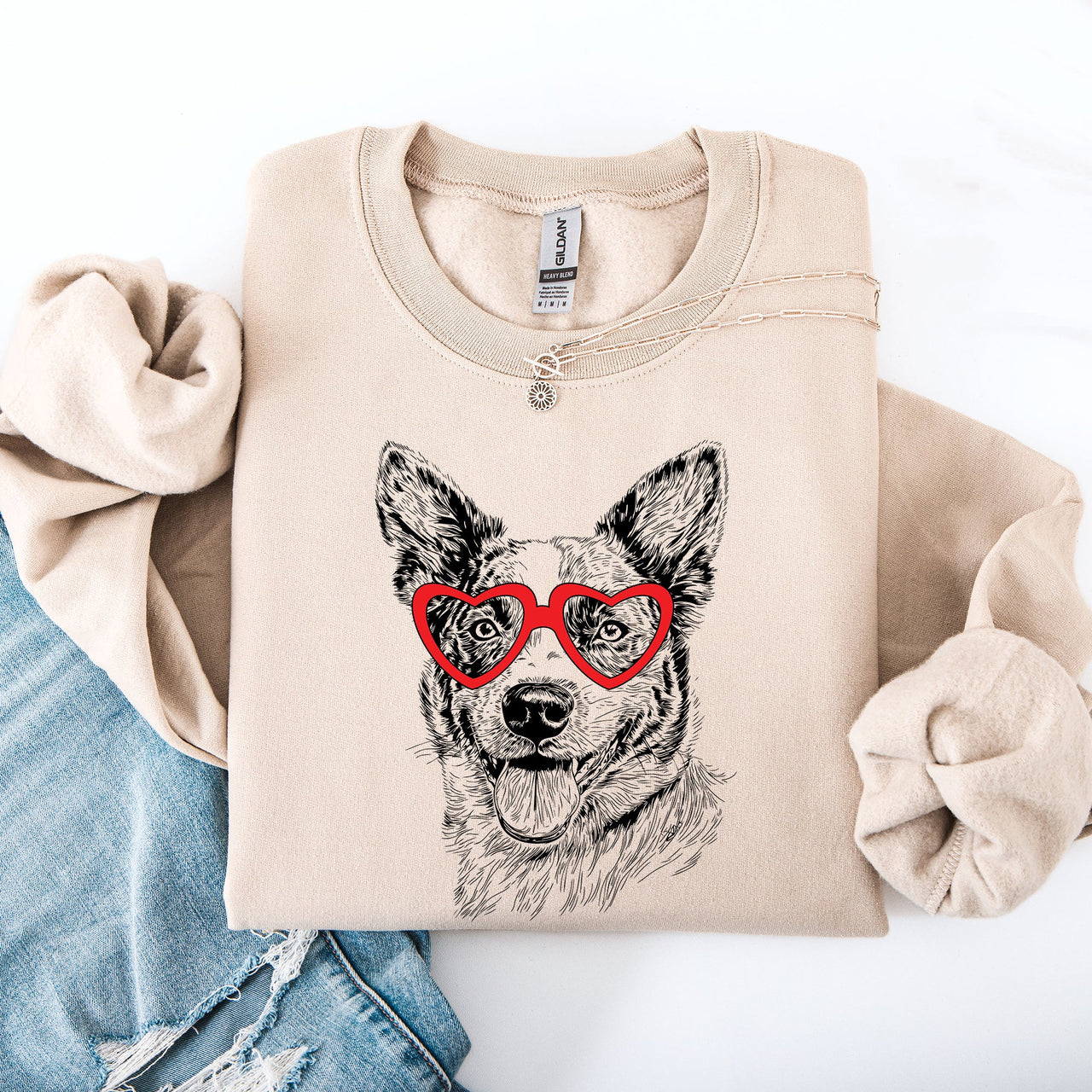 Australian Cattle Blue Heeler Valentine Heartbeat Pattern Dog Breed Lover Edition Sweatshirt