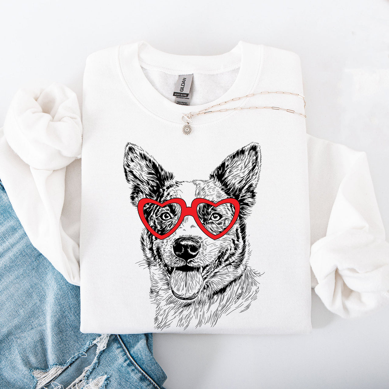 Australian Cattle Blue Heeler Valentine Heartbeat Pattern Dog Breed Lover Edition Sweatshirt