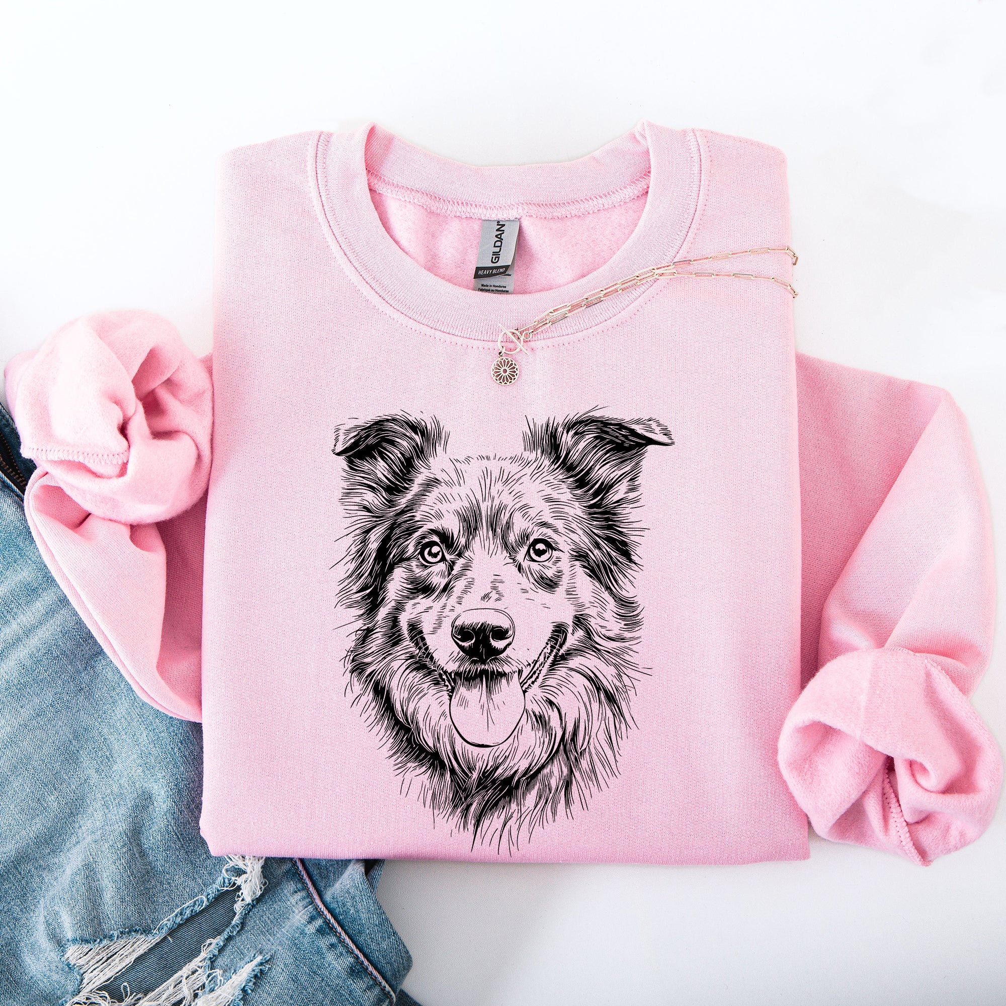 Australian Shepherd Silhouette Graphic Portrait For Dog Lovers Sweatshirt