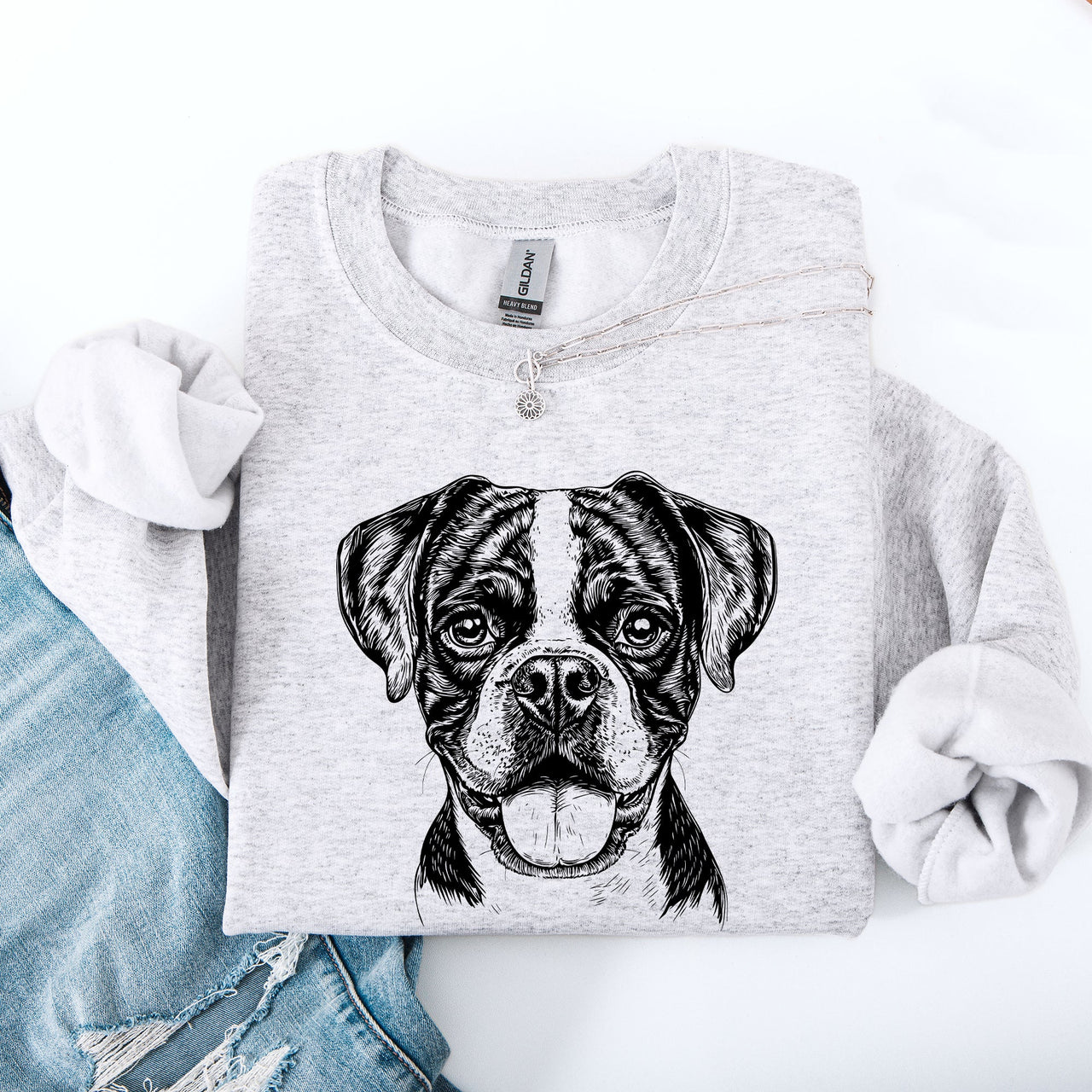 Boxer Breed Portrait Graphic Featuring A Bold Boxer Icon For Dog Lovers Worldwide Sweatshirt