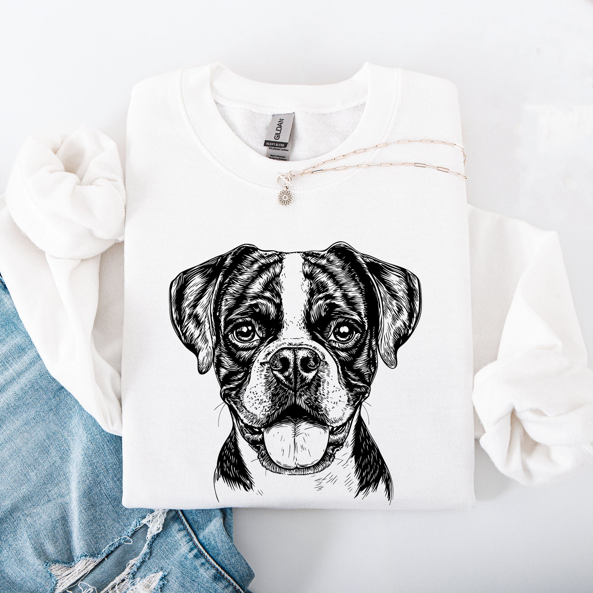 Boxer Breed Portrait Graphic Featuring A Bold Boxer Icon For Dog Lovers Worldwide Sweatshirt