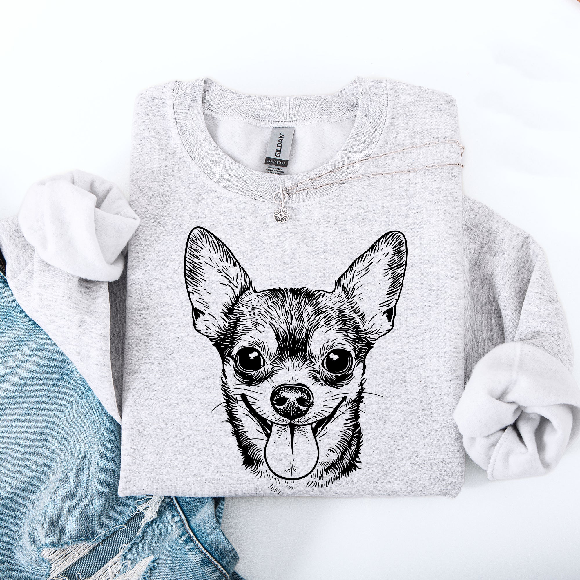 Chihuahua Lover Paw Print Graphic Dog Breed Design Premium Cozy Warm Fleece Sweatshirt