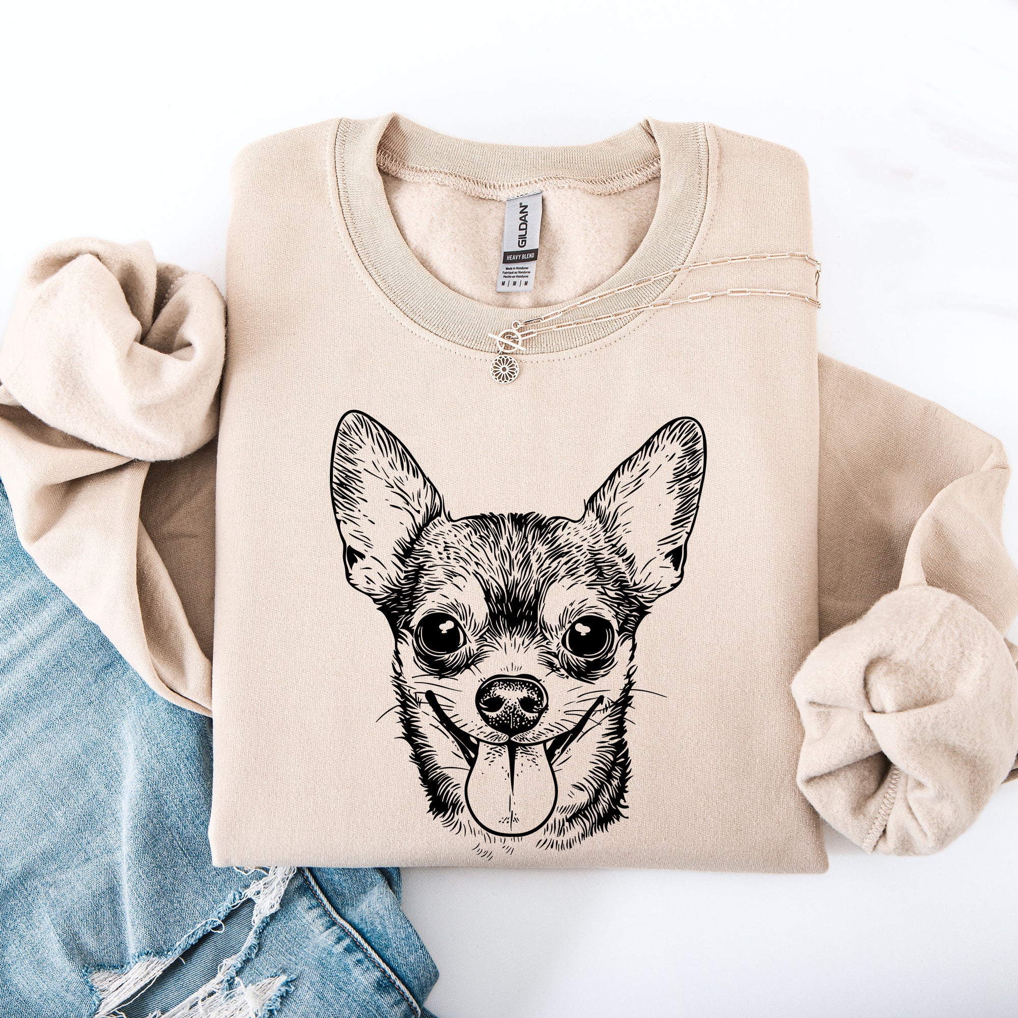 Chihuahua Lover Paw Print Graphic Dog Breed Design Premium Cozy Warm Fleece Sweatshirt