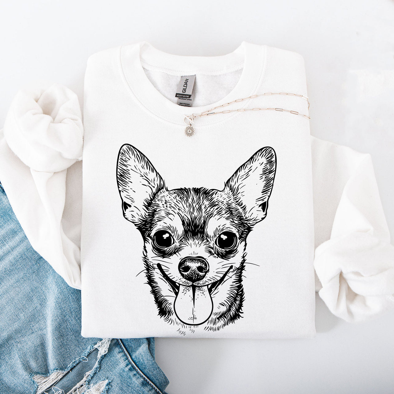 Chihuahua Lover Paw Print Graphic Dog Breed Design Premium Cozy Warm Fleece Sweatshirt
