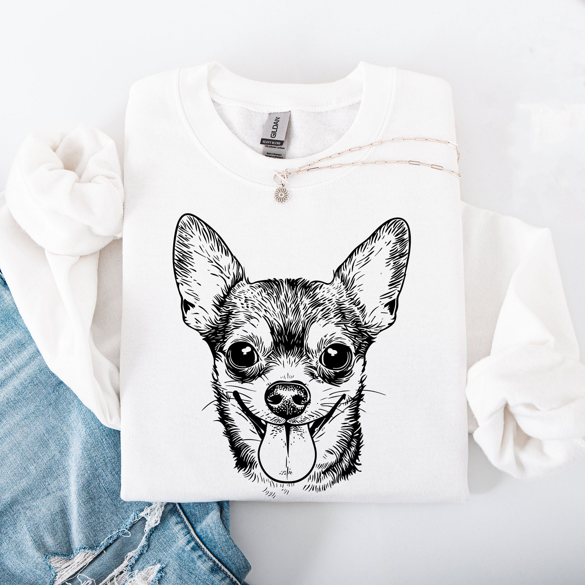 Chihuahua Lover Paw Print Graphic Dog Breed Design Premium Cozy Warm Fleece Sweatshirt