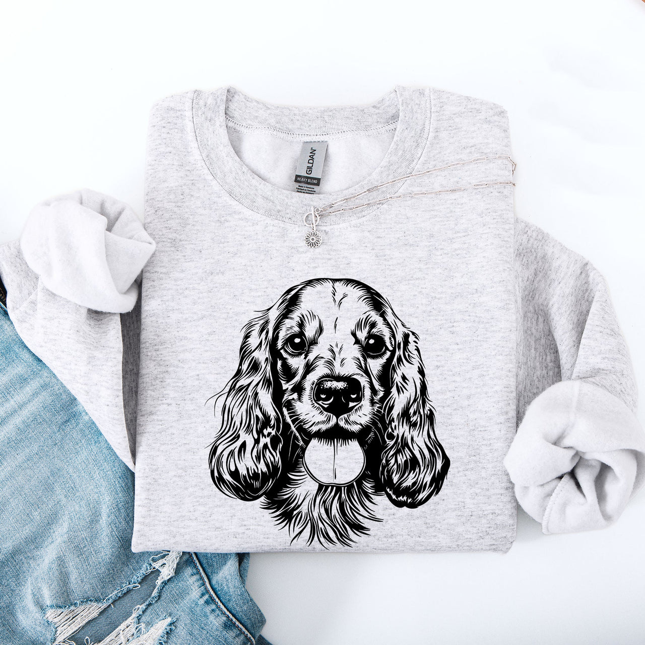 Cocker Spaniel Love Portrait Dog Breed Illustration For Pet Owners And Dog Enthusiasts Sweatshirt