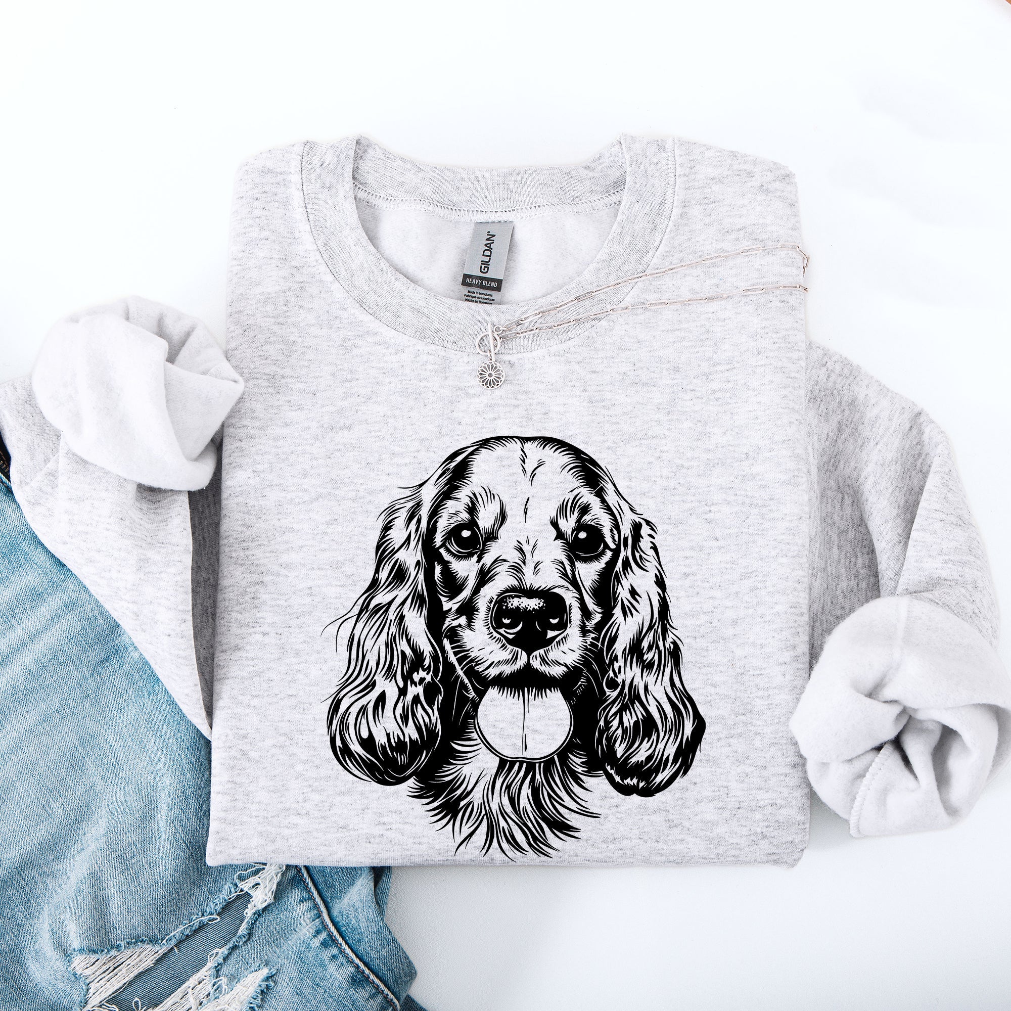 Cocker Spaniel Love Portrait Dog Breed Illustration For Pet Owners And Dog Enthusiasts Sweatshirt