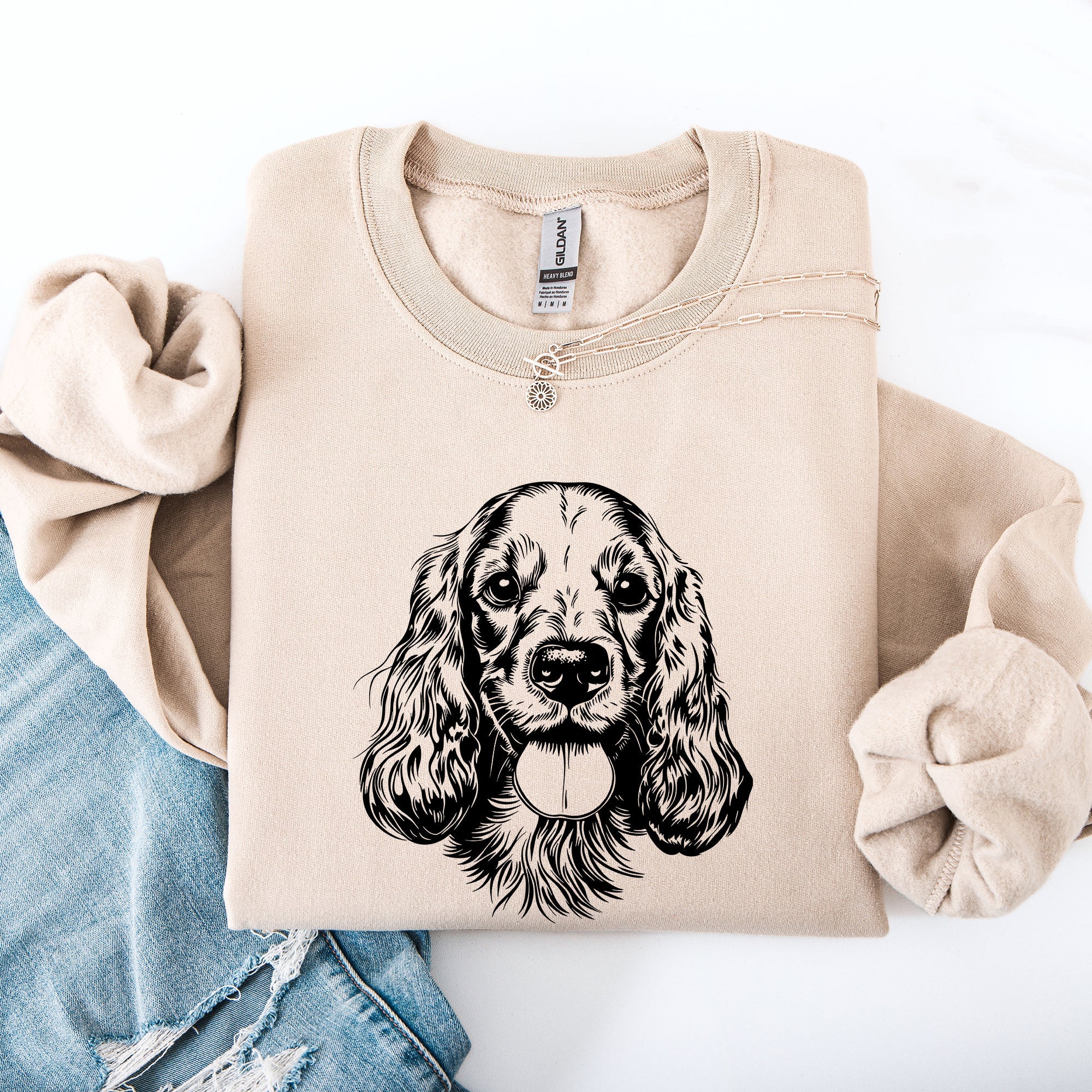 Cocker Spaniel Love Portrait Dog Breed Illustration For Pet Owners And Dog Enthusiasts Sweatshirt