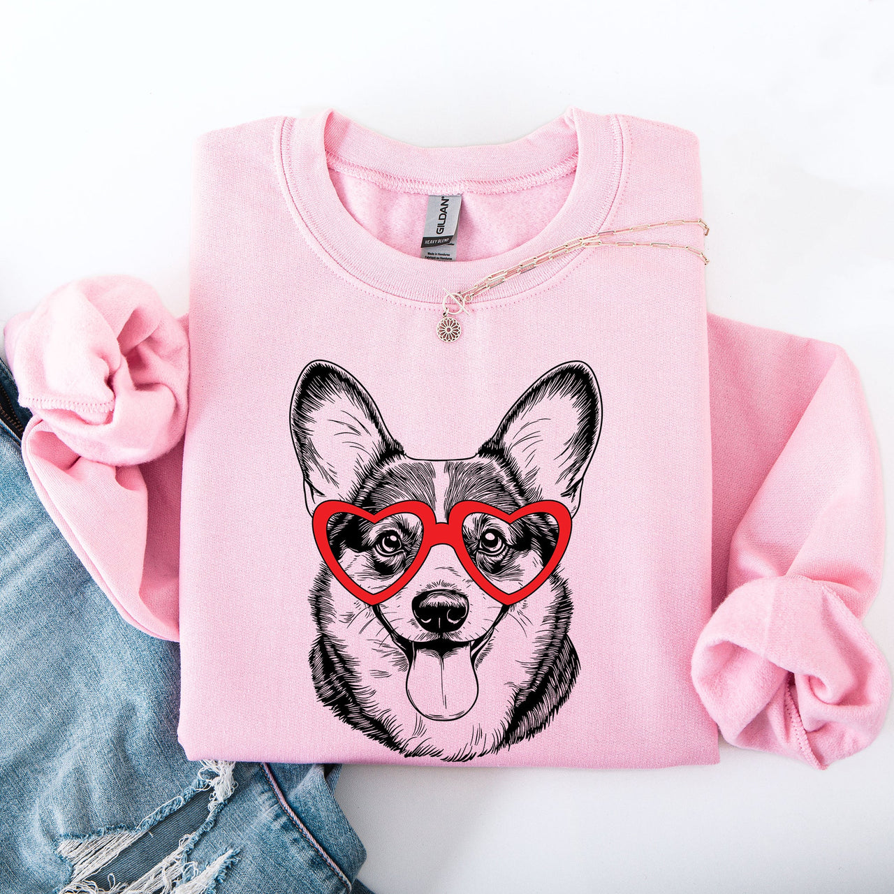 Corgi Valentine's Day Themed Portrait For Pet Lovers Everywhere Celebrating A Loyal Furry Friend Sweatshirt