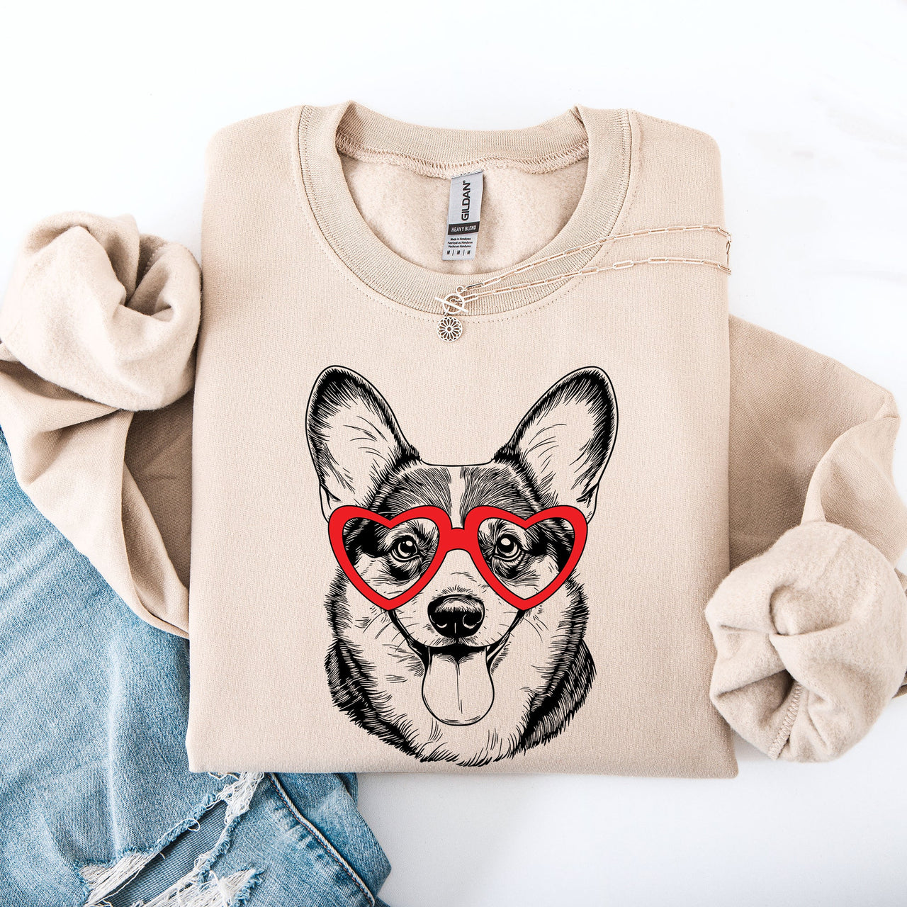 Corgi Valentine's Day Themed Portrait For Pet Lovers Everywhere Celebrating A Loyal Furry Friend Sweatshirt