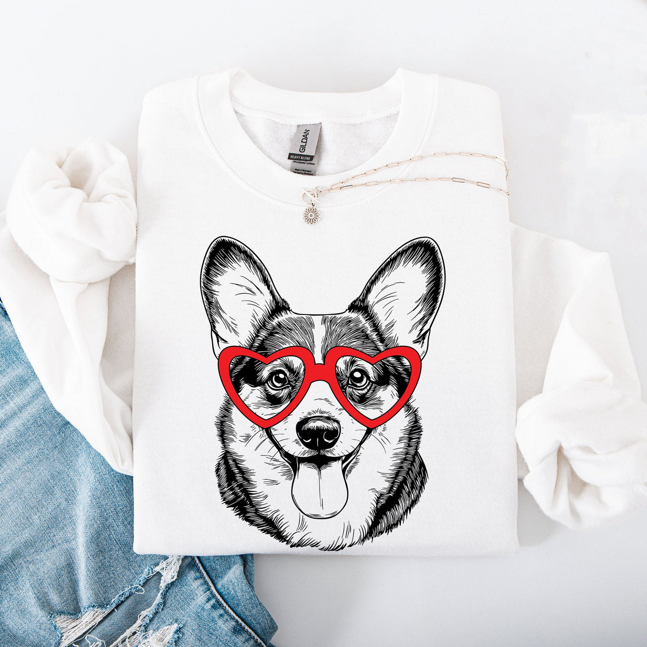 Corgi Valentine's Day Themed Portrait For Pet Lovers Everywhere Celebrating A Loyal Furry Friend Sweatshirt