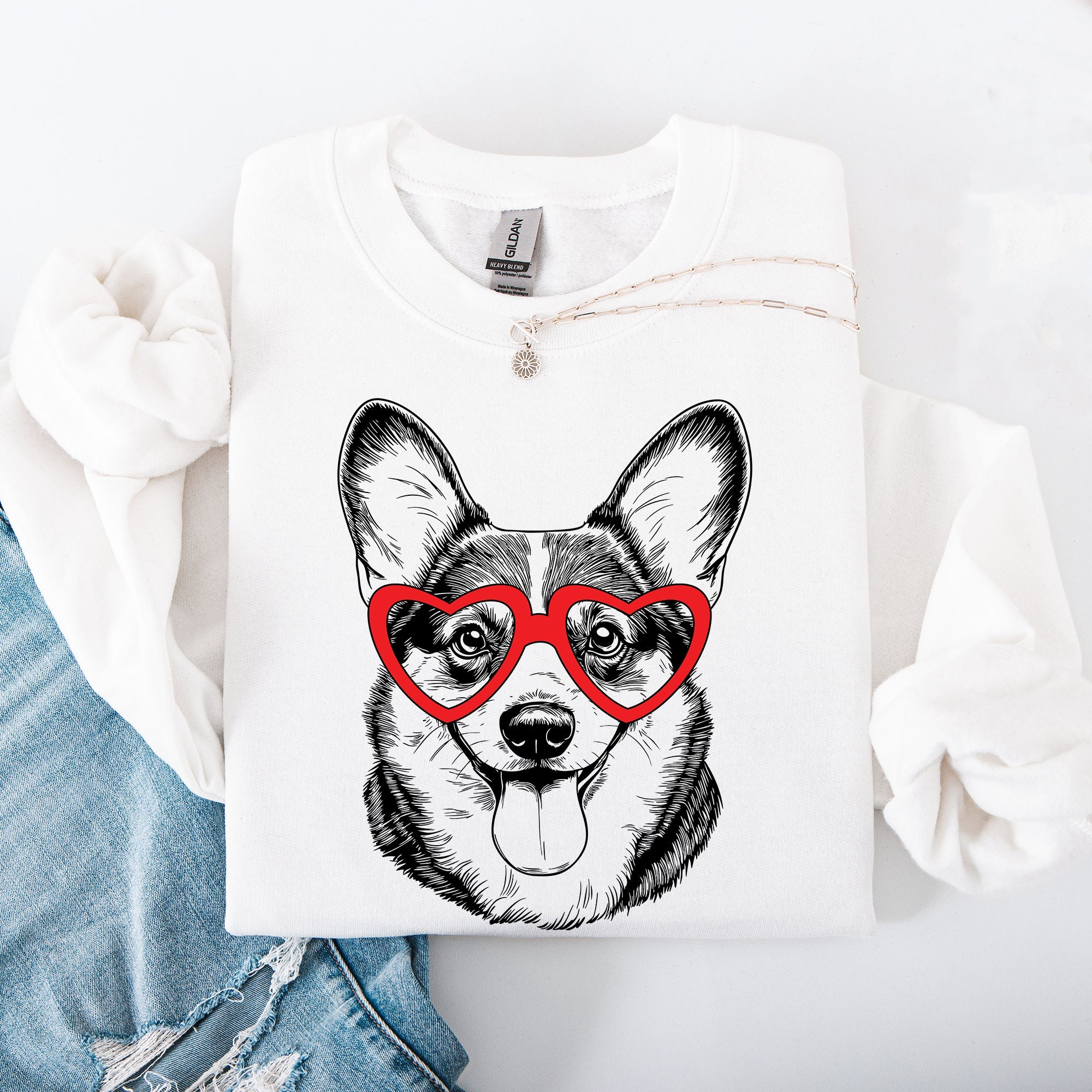 Corgi Valentine's Day Themed Portrait For Pet Lovers Everywhere Celebrating A Loyal Furry Friend Sweatshirt