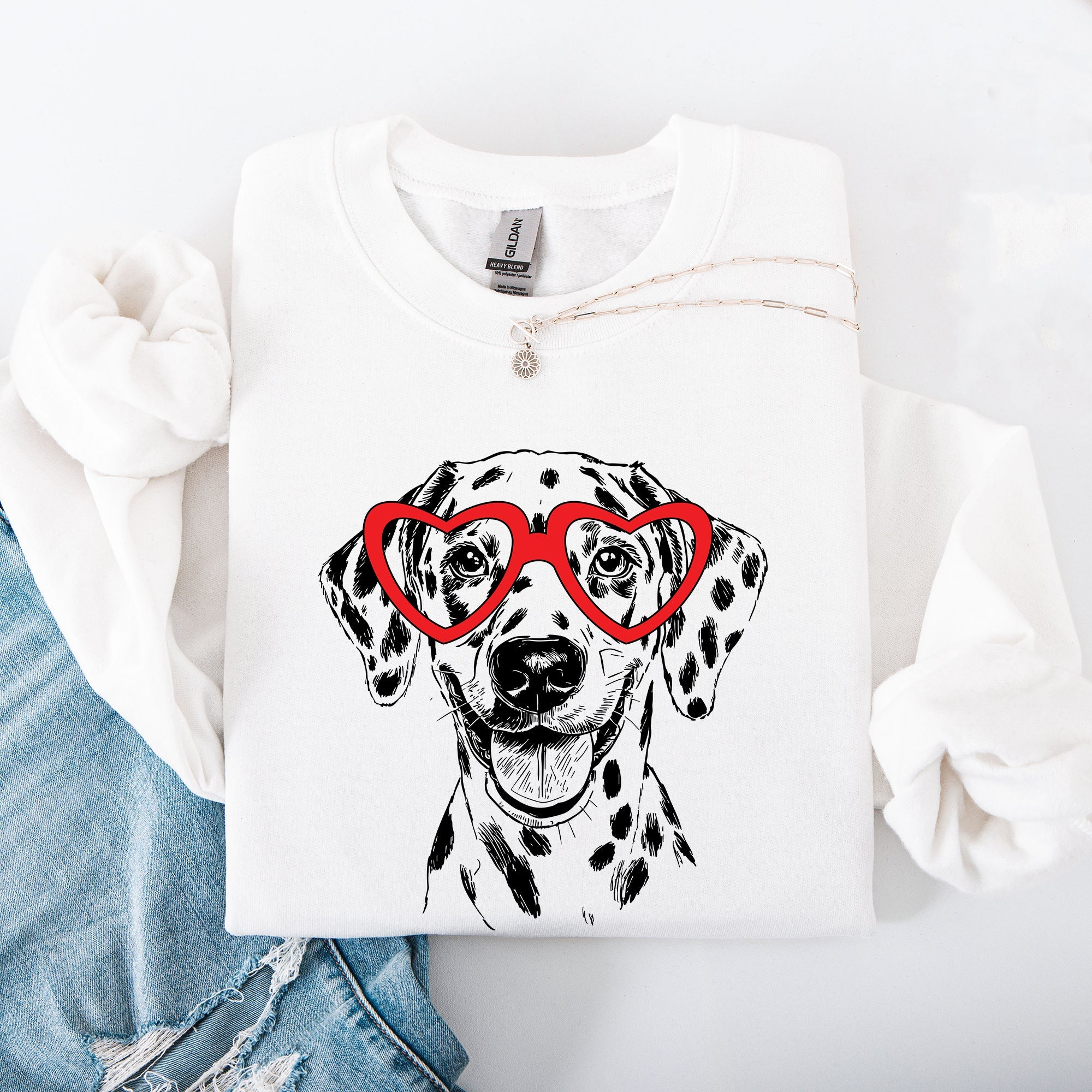 Dalmatian Valentine Love For Dogs Graphic Illustration Cozy Pride Deluxe Sweatshirt