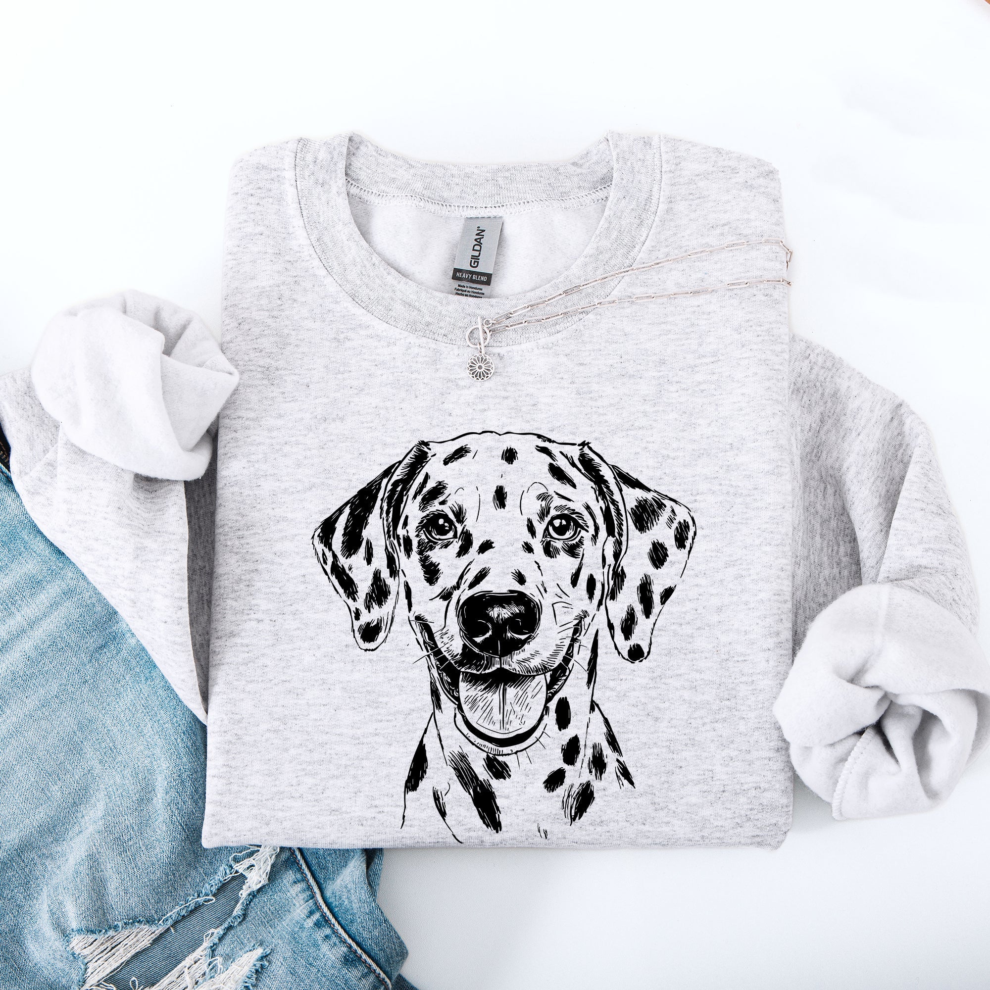 Dalmatian Lover Pet Owner Dog Breed Enthusiast Graphic Illustration Cozy Fleece Sweatshirt
