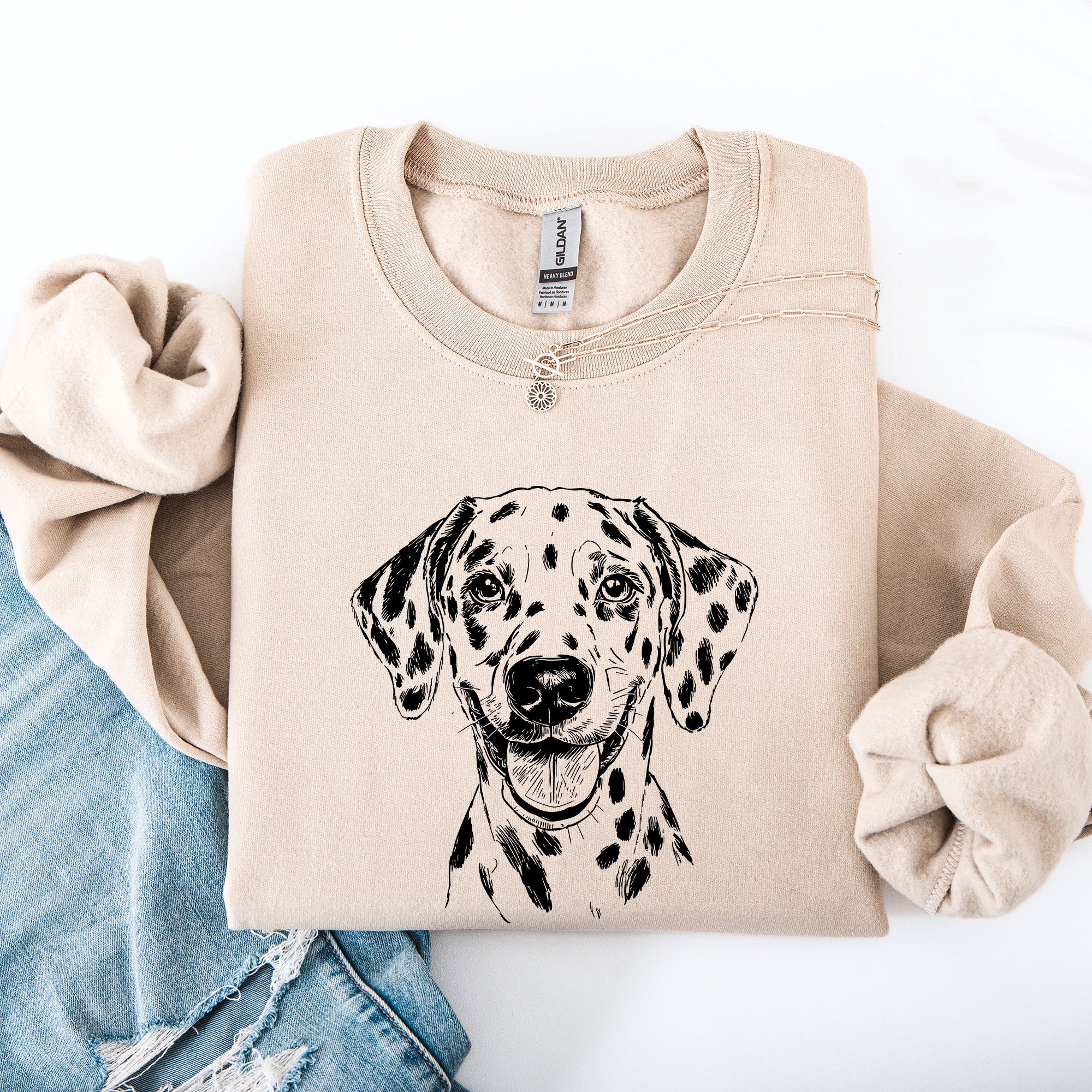 Dalmatian Lover Pet Owner Dog Breed Enthusiast Graphic Illustration Cozy Fleece Sweatshirt