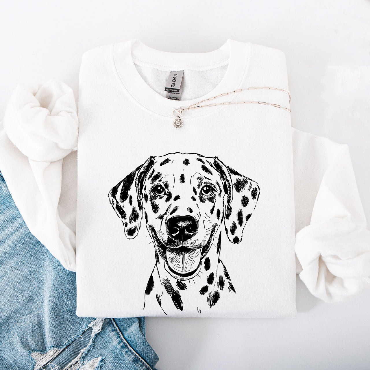 Dalmatian Lover Pet Owner Dog Breed Enthusiast Graphic Illustration Cozy Fleece Sweatshirt