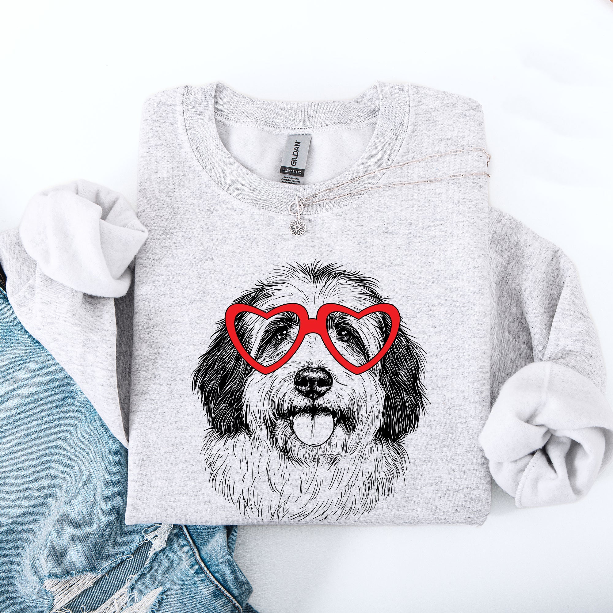 English Sheepdog Valentine's Day Graphic Love For Dog Breed Enthusiasts Sweatshirt