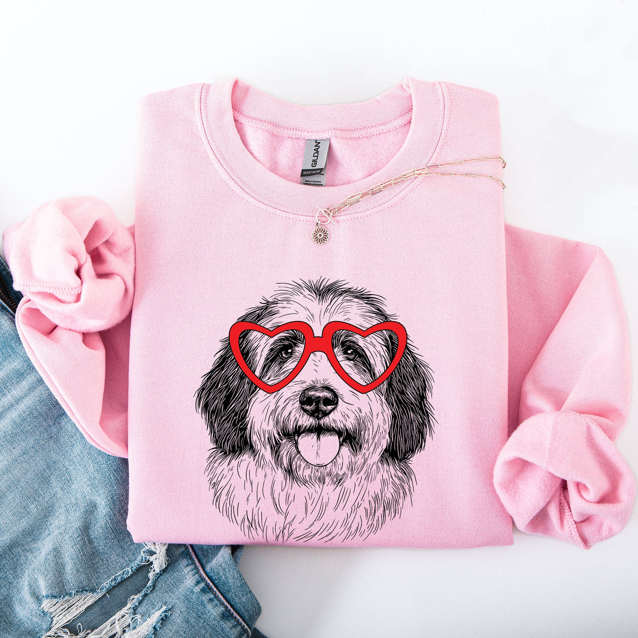 English Sheepdog Valentine's Day Graphic Love For Dog Breed Enthusiasts Sweatshirt