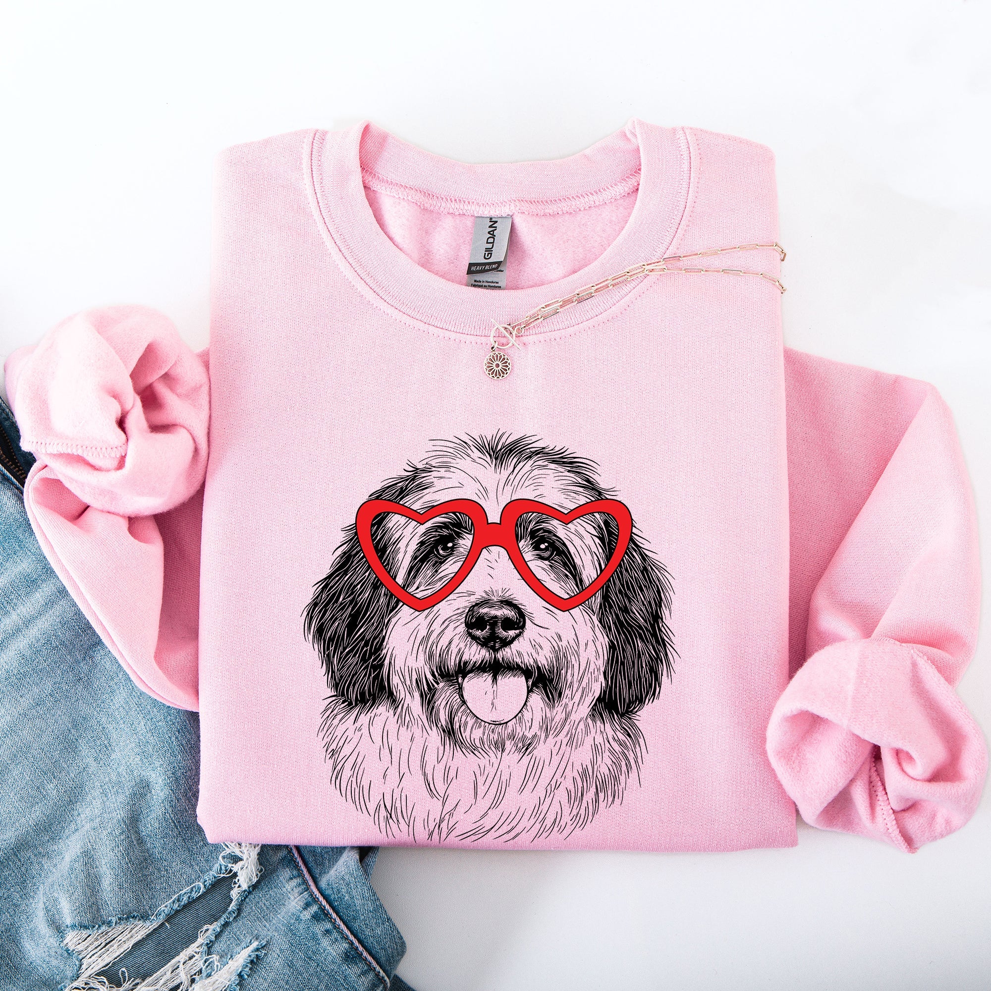 English Sheepdog Valentine's Day Graphic Love For Dog Breed Enthusiasts Sweatshirt