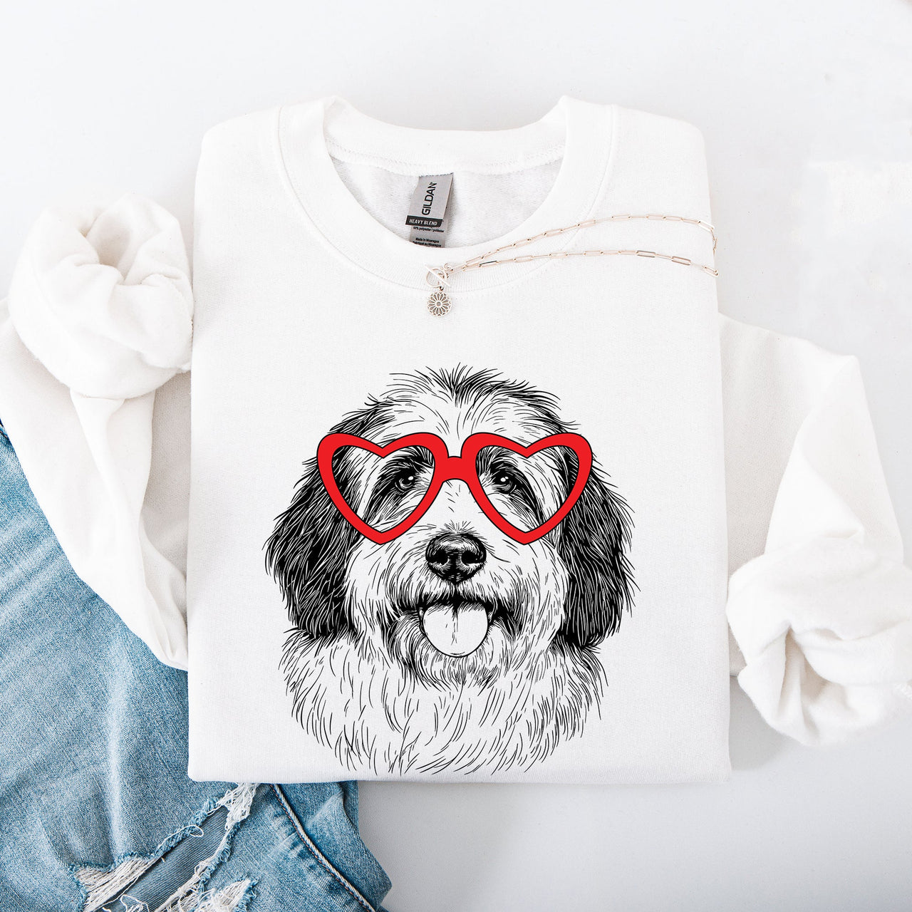 English Sheepdog Valentine's Day Graphic Love For Dog Breed Enthusiasts Sweatshirt