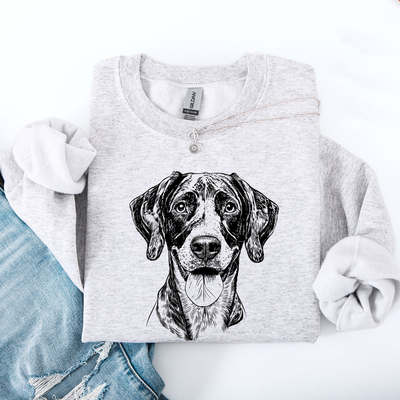 German Shorthaired Pointer Portrait Illustration Of A Loyal Dog In Action Graphic Sweatshirt