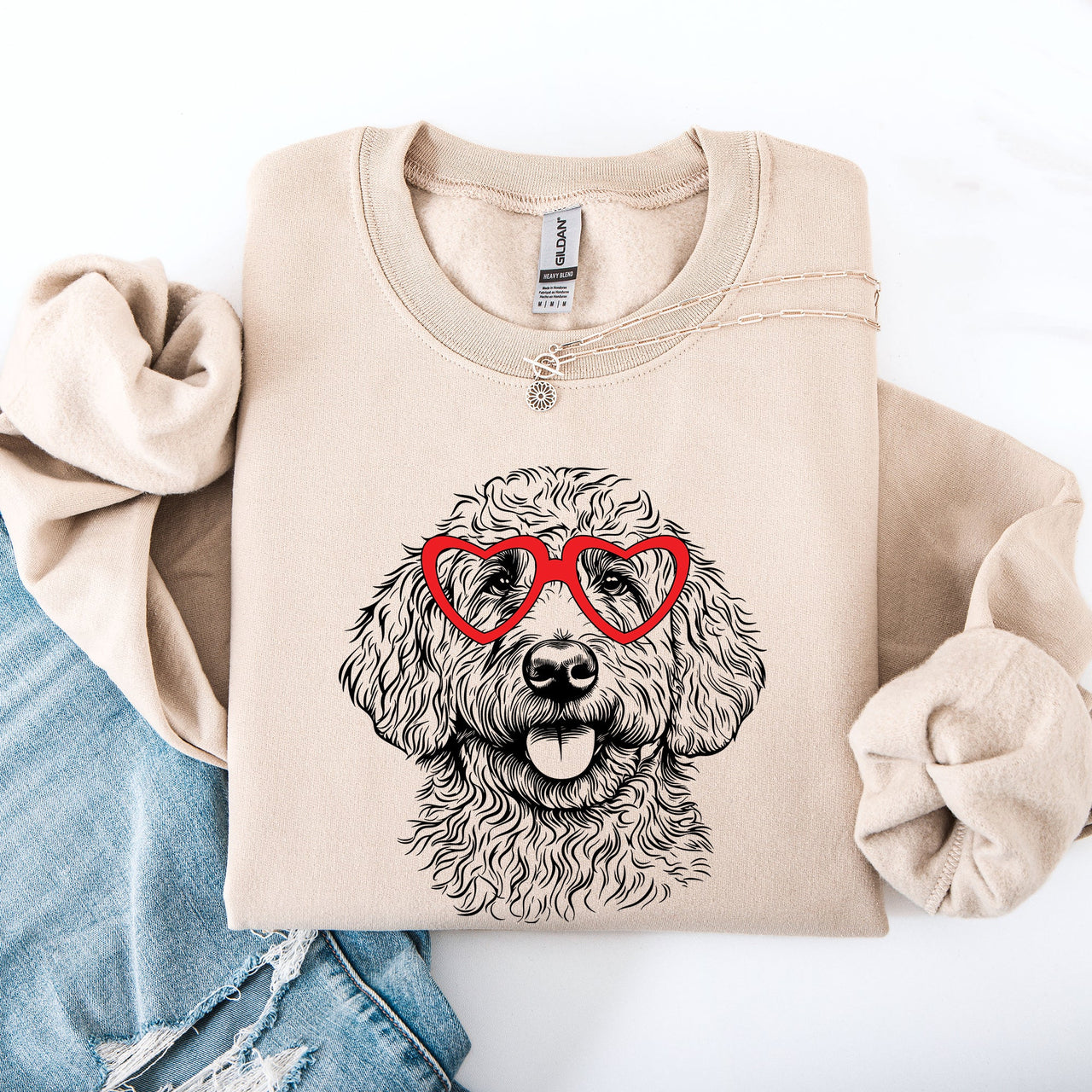 Goldendoodle Valentine For Dog Lovers Cozy Fleece Premium All Day Comfort Sweatshirt