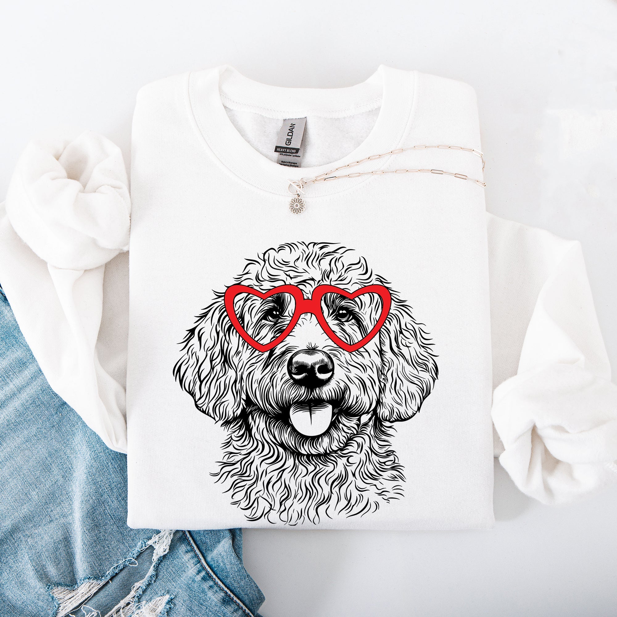 Goldendoodle Valentine For Dog Lovers Cozy Fleece Premium All Day Comfort Sweatshirt