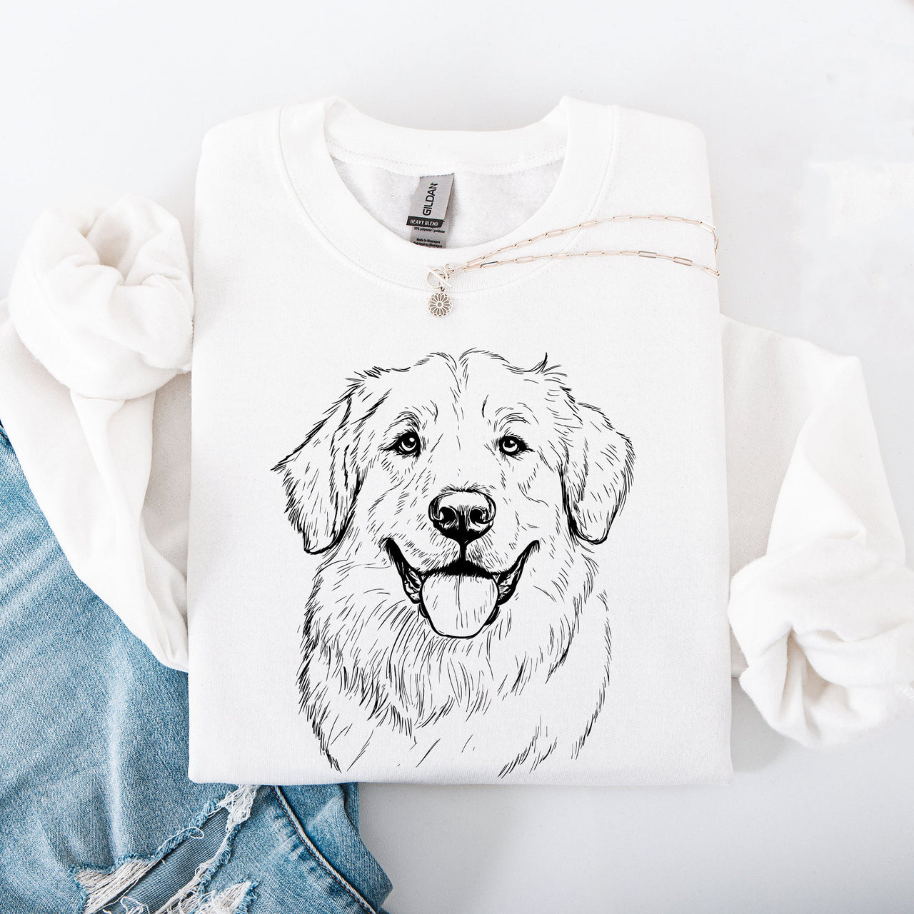 Great Pyrenees Breed Silhouette Graphic Illustration On Soft Cozy Fleece Sweatshirt