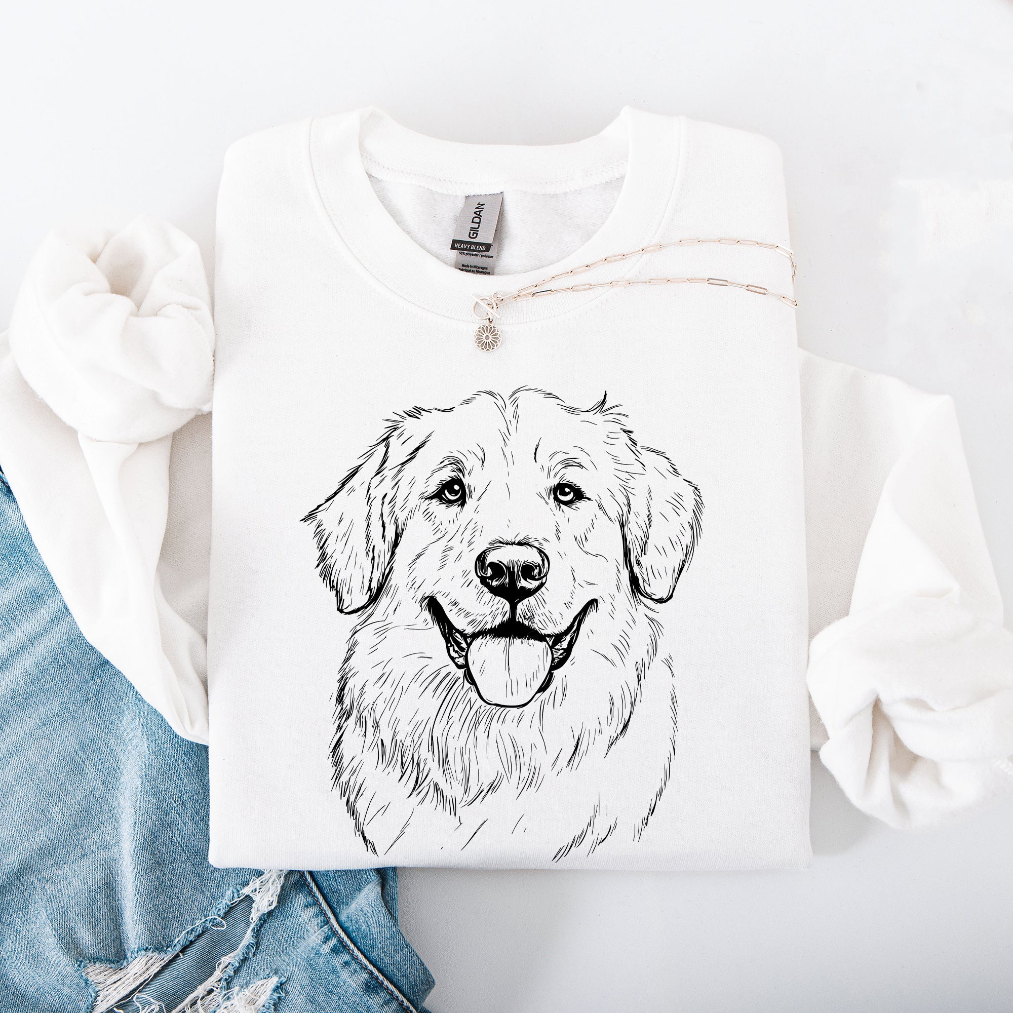 Great Pyrenees Breed Silhouette Graphic Illustration On Soft Cozy Fleece Sweatshirt