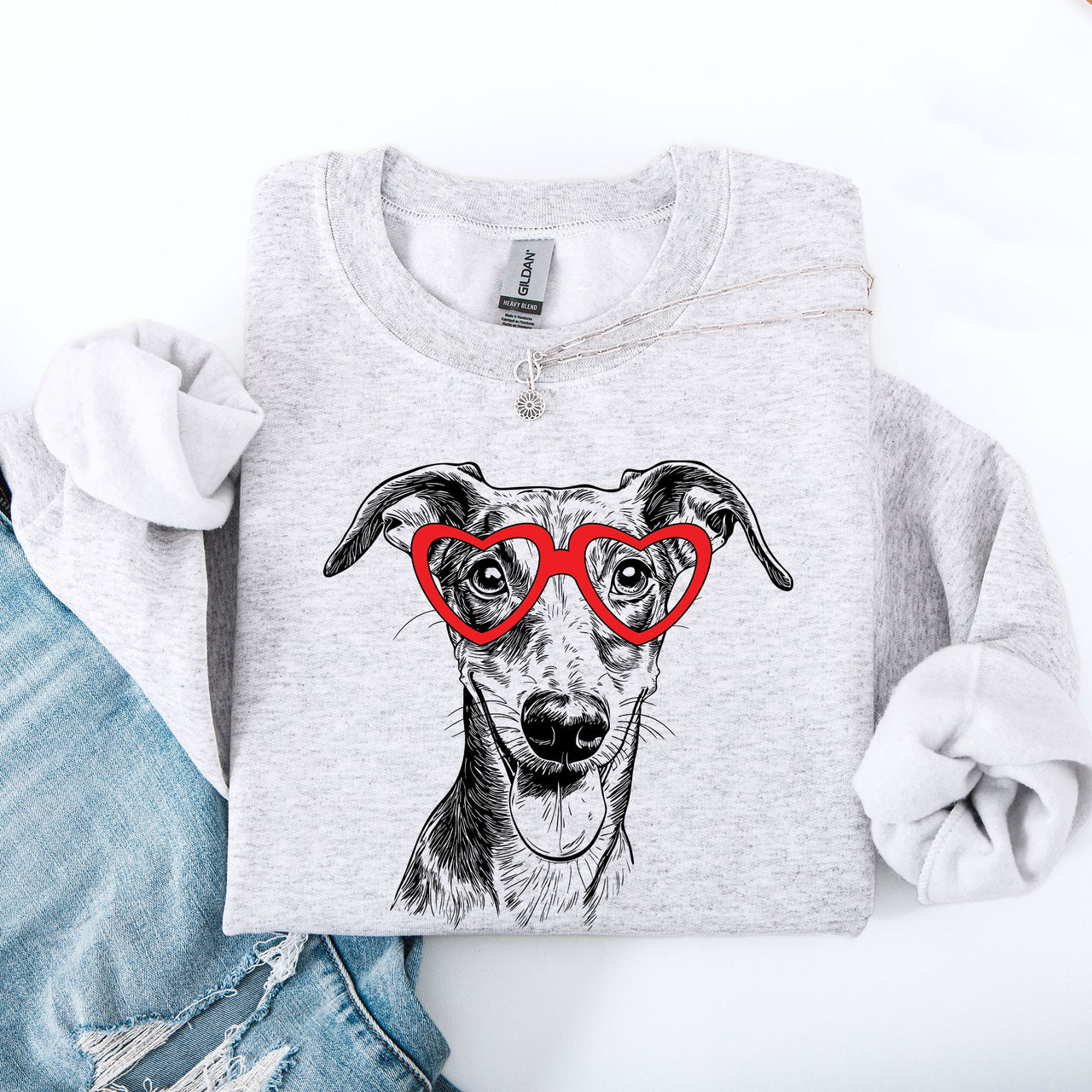 Greyhound Valentine's Day Heart Print Dog Breed For Dog Lovers And Fans Sweatshirt