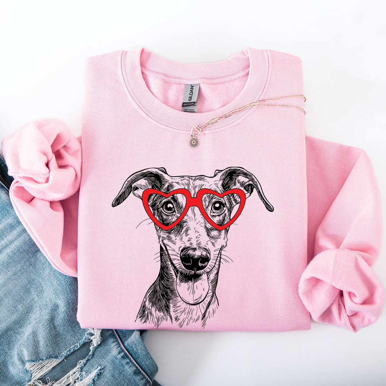 Greyhound Valentine's Day Heart Print Dog Breed For Dog Lovers And Fans Sweatshirt