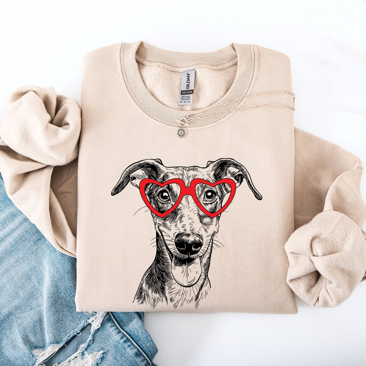 Greyhound Valentine's Day Heart Print Dog Breed For Dog Lovers And Fans Sweatshirt