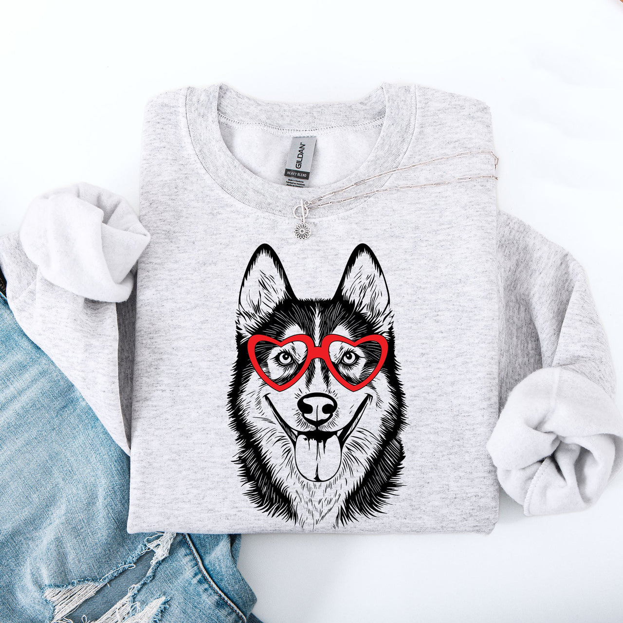 Husky Valentine Dog Breed Portrait Art For Loyal Dog Lovers Everywhere Sweatshirt