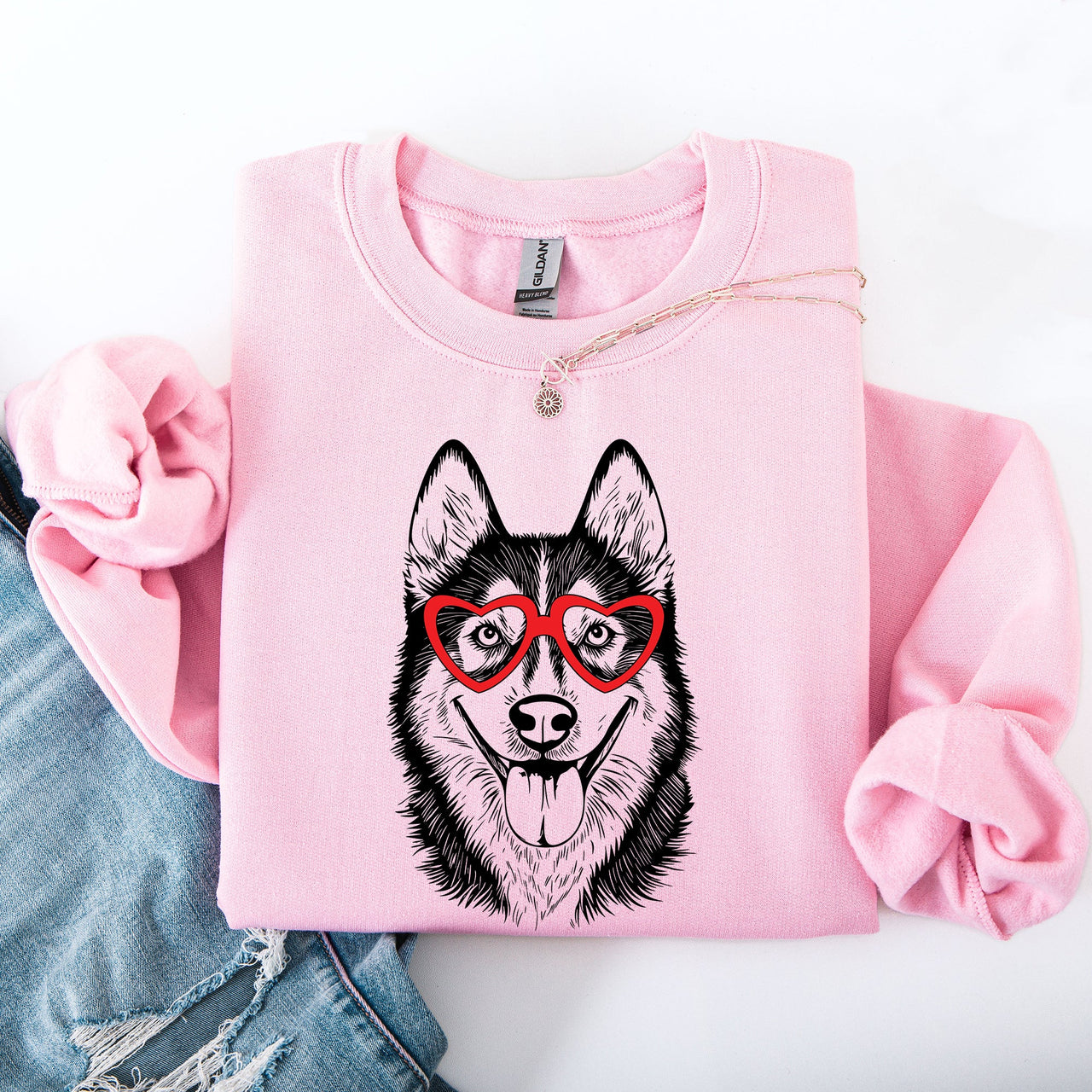 Husky Valentine Dog Breed Portrait Art For Loyal Dog Lovers Everywhere Sweatshirt