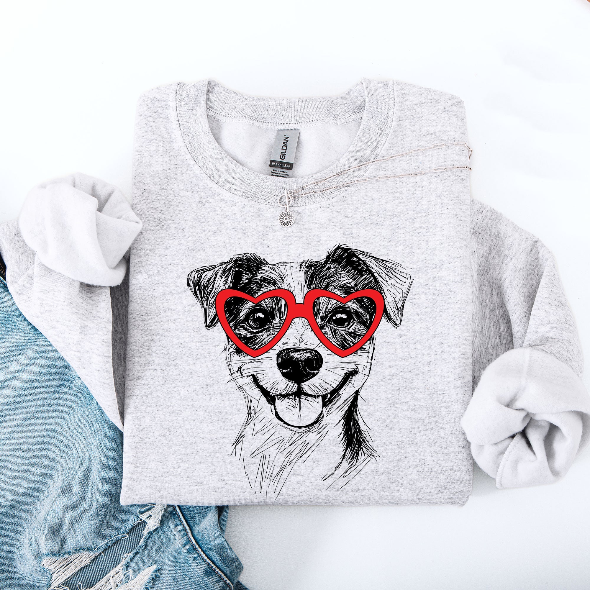 Jack Russell Valentine's Day Dog Breed Lover Cozy Limited Edition Heartbeat Graphic Sweatshirt