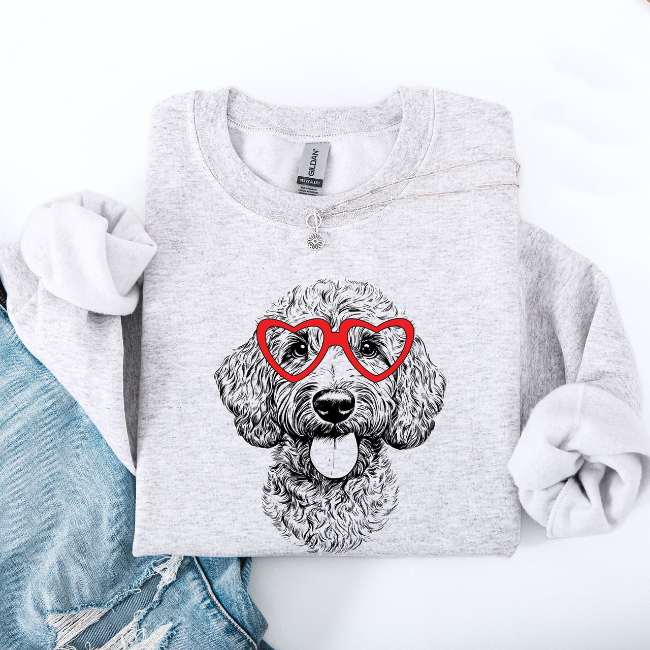 Labradoodle Valentine Heartbeat Edition For Dog Breed Lovers Premium Cozy Sweatshirt