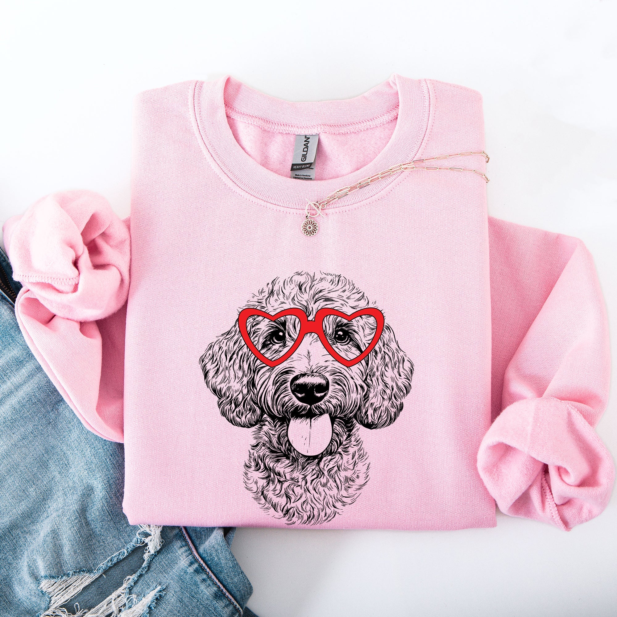 Labradoodle Valentine Heartbeat Edition For Dog Breed Lovers Premium Cozy Sweatshirt
