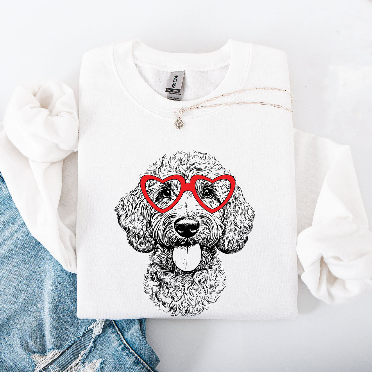 Labradoodle Valentine Heartbeat Edition For Dog Breed Lovers Premium Cozy Sweatshirt