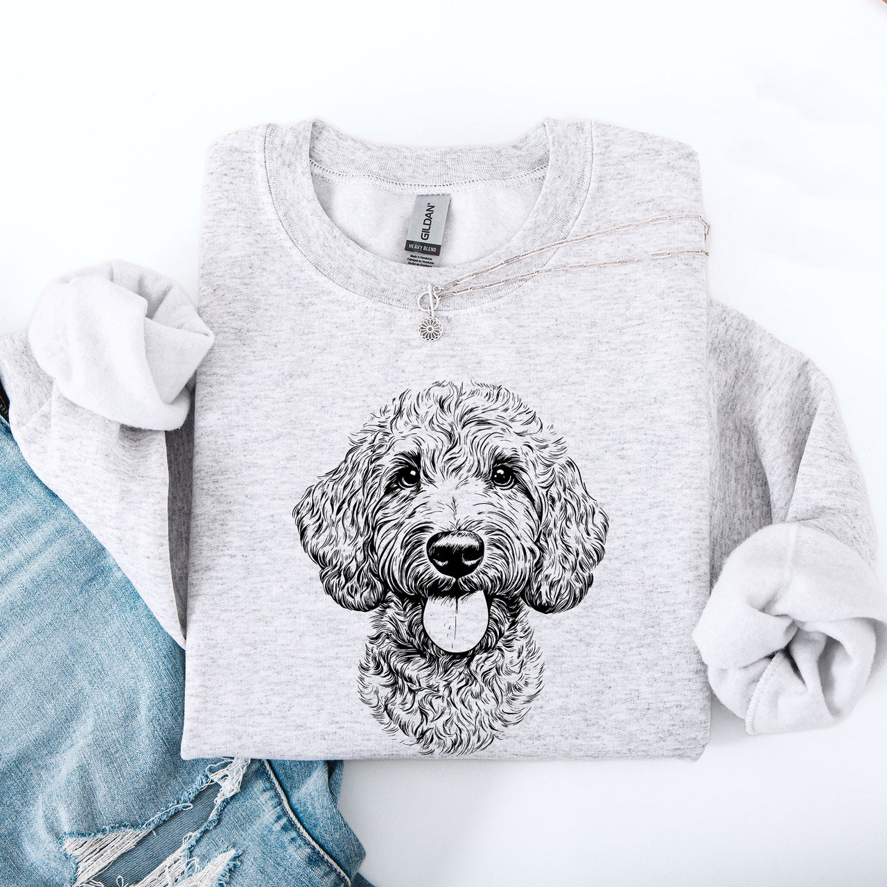 Labradoodle Portrait Illustration Graphic Artwork For Dog Lovers Theme Sweatshirt