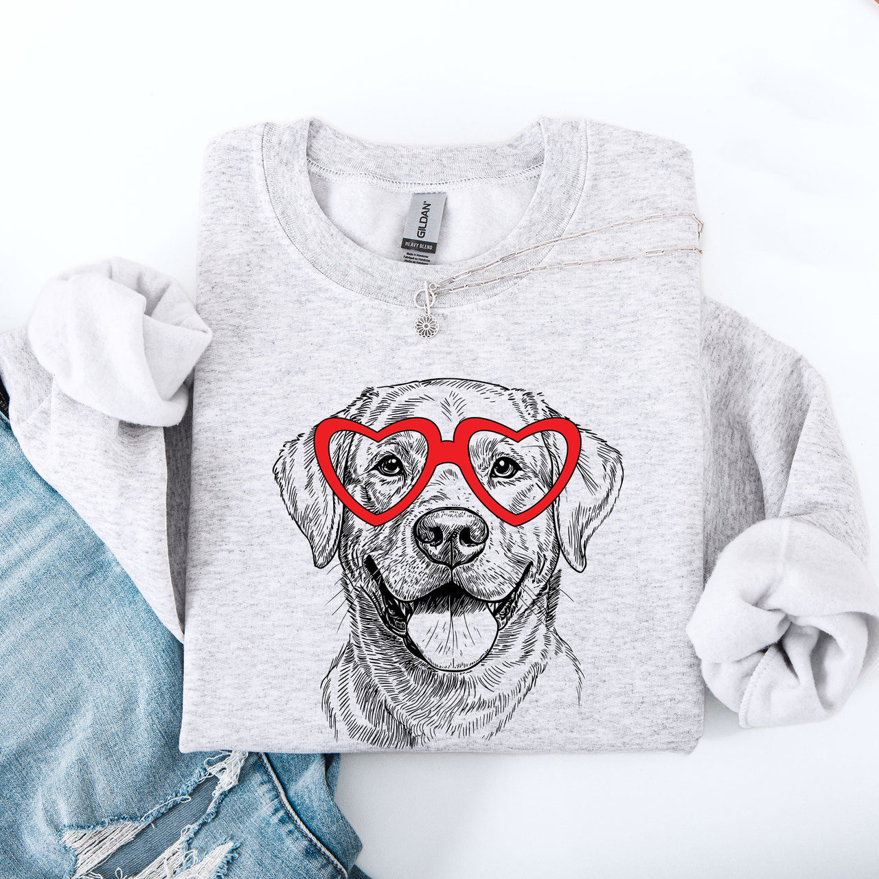 Valentine's Labrador Retriever Pet Lover Limited Edition Heartbeat Portrait Graphic Sweatshirt