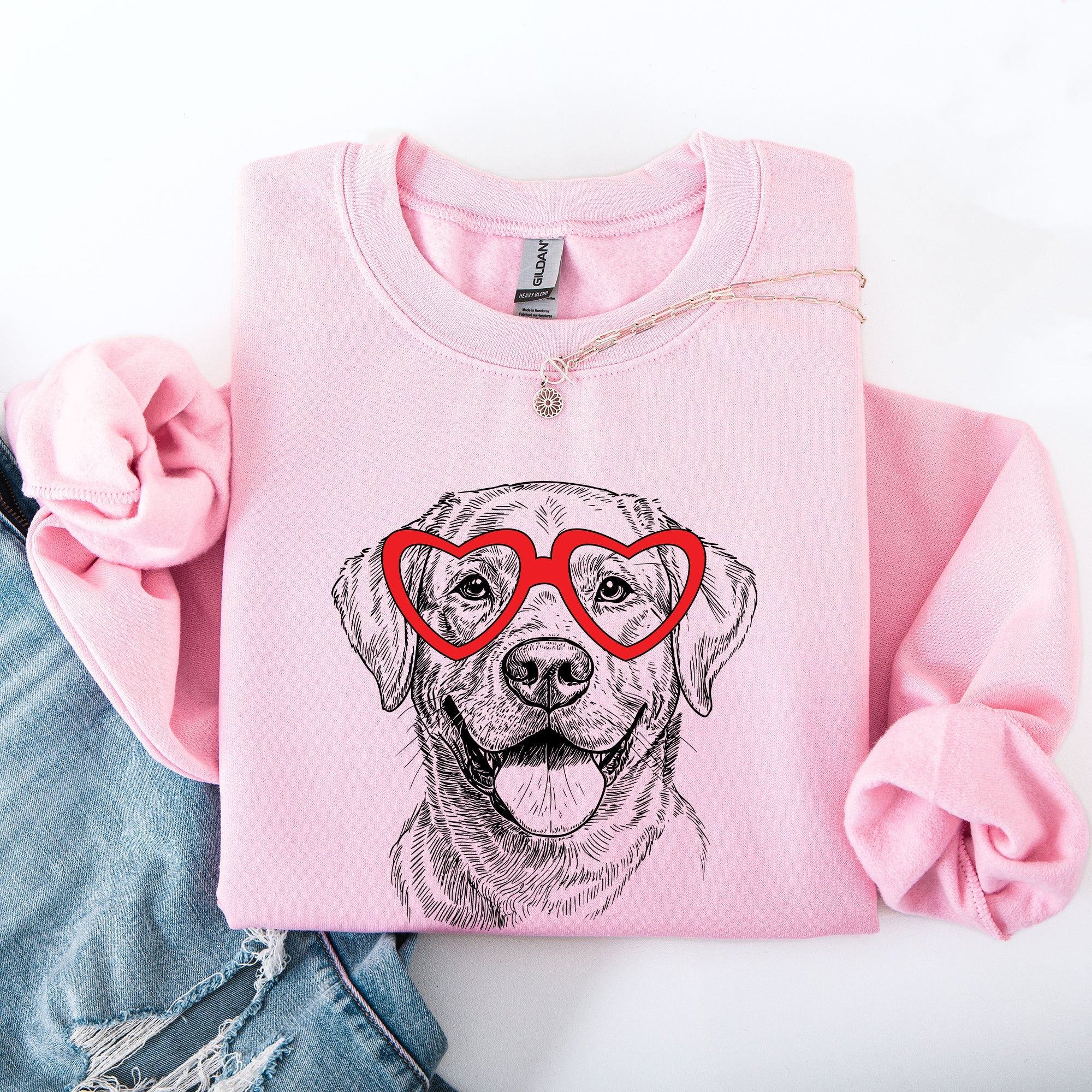 Valentine's Labrador Retriever Pet Lover Limited Edition Heartbeat Portrait Graphic Sweatshirt